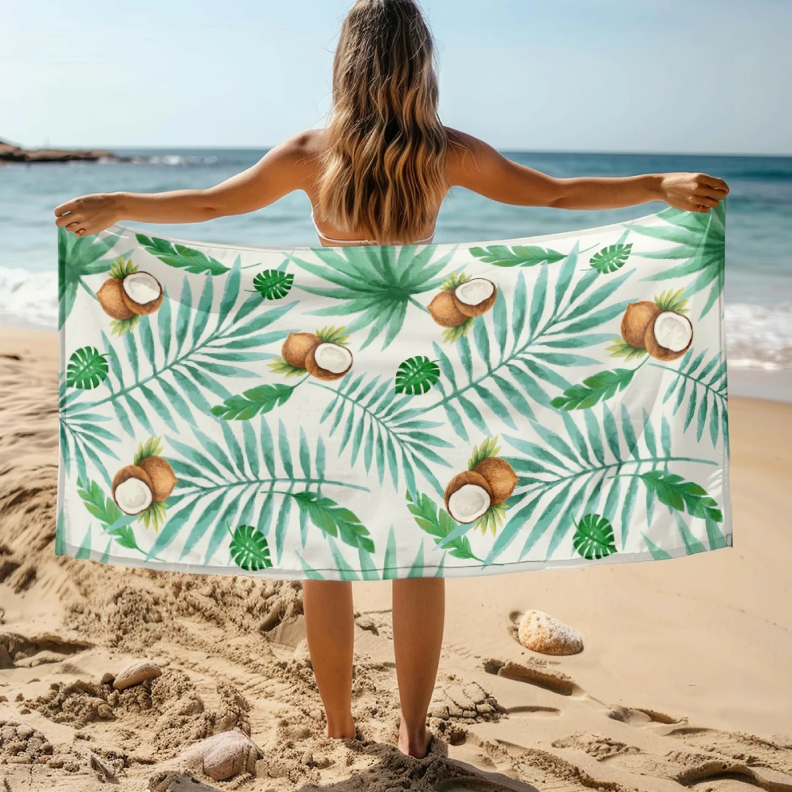 Tapis de Plage XXL Anti Sable Noix De Coco Brune Serviette Piscine Adulte,Natte De Plage Pliable, Voyage Accessoires De Plage Camping,Serviette de Bain Personnalisée