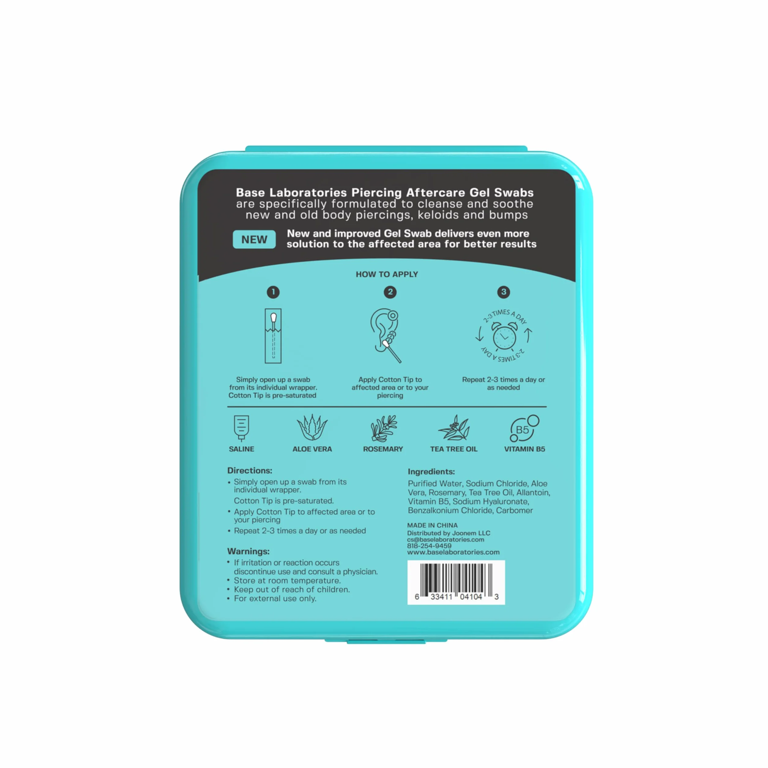 Base Labs Kit D'entretien Piercing Sel De Mer 40 Cotons-Tiges Solution Saline Pour Perçage