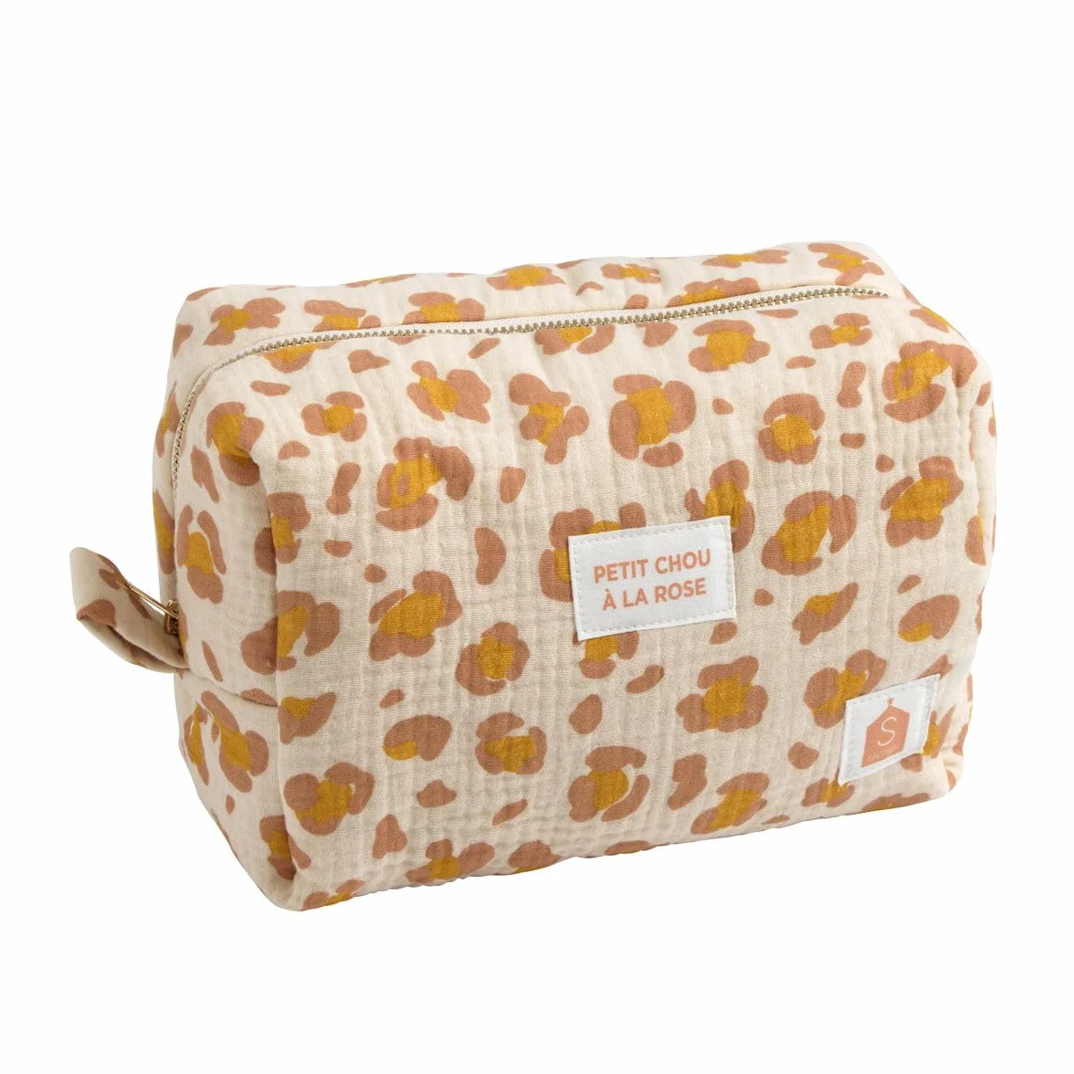 Trousse de Toilette en Gaze de Coton imprimé Léopard