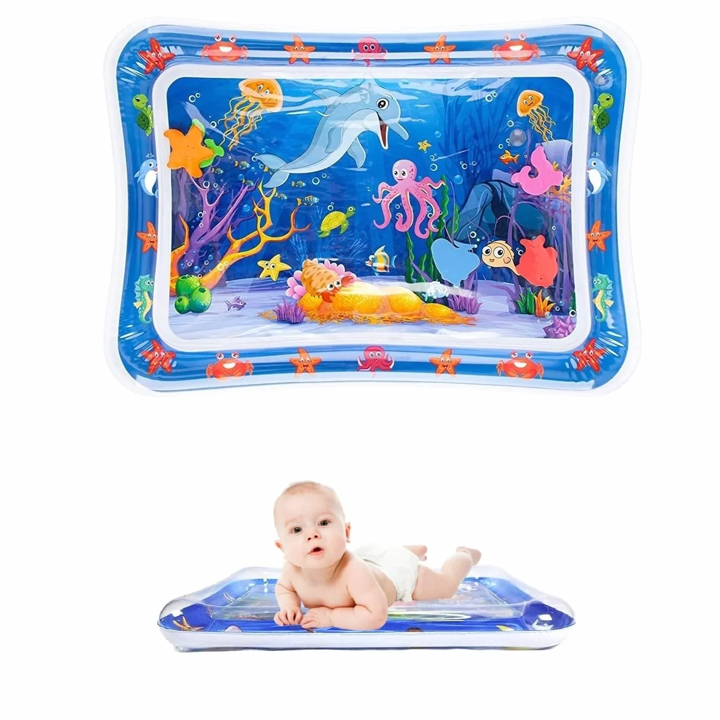 Tapis d'Eau Bébé Gonflable Sensoriel Eveil Tummy Time 3-12 Mois