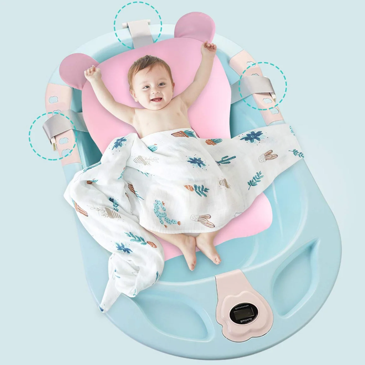 Josopa Coussin de Baignoire Anti-Dérapant pour Nouveau-Né, Siège de Bain Flottant pour Bébé