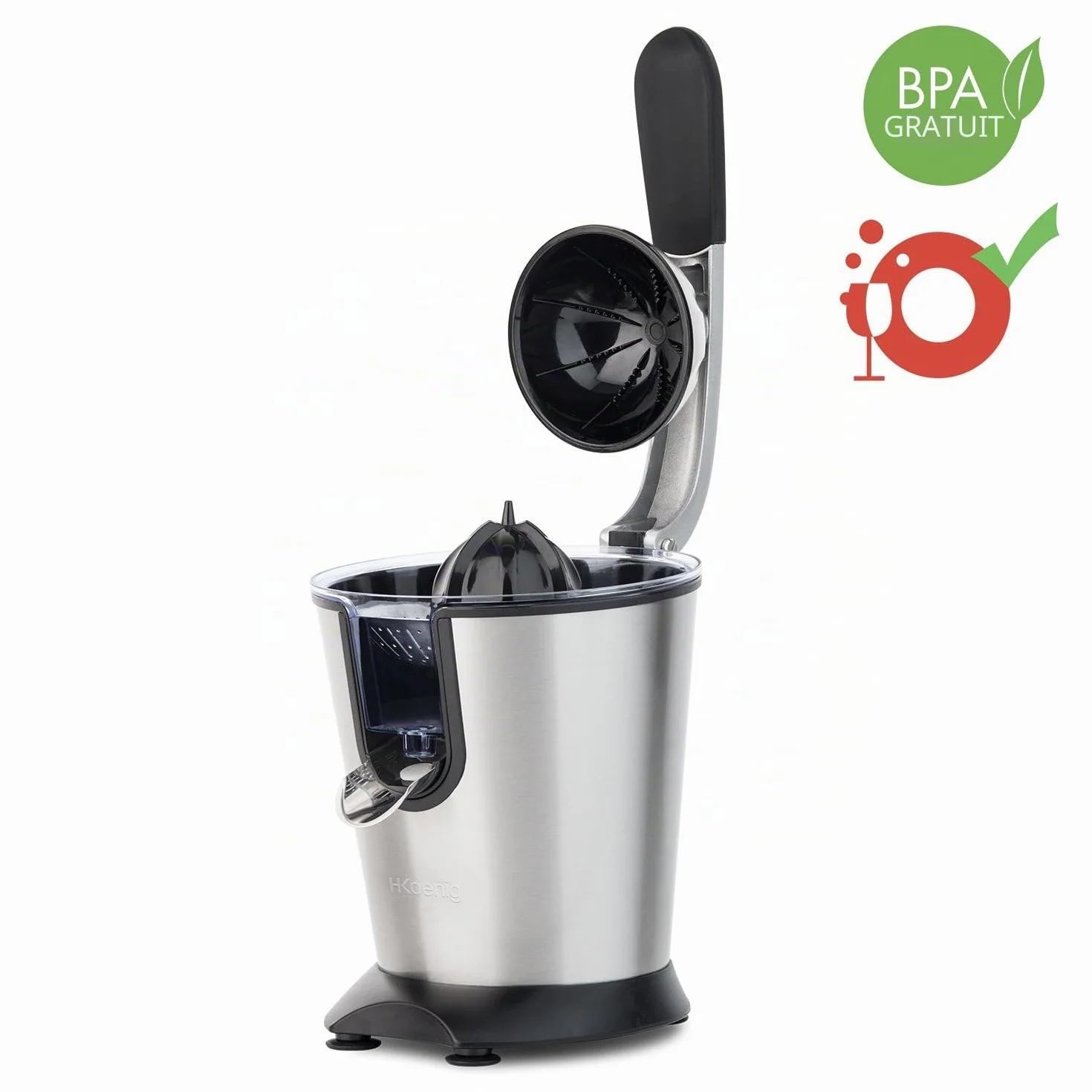 H.Koenig Presse-agrumes électrique professionnel AGR80, inox, 160W, Argent