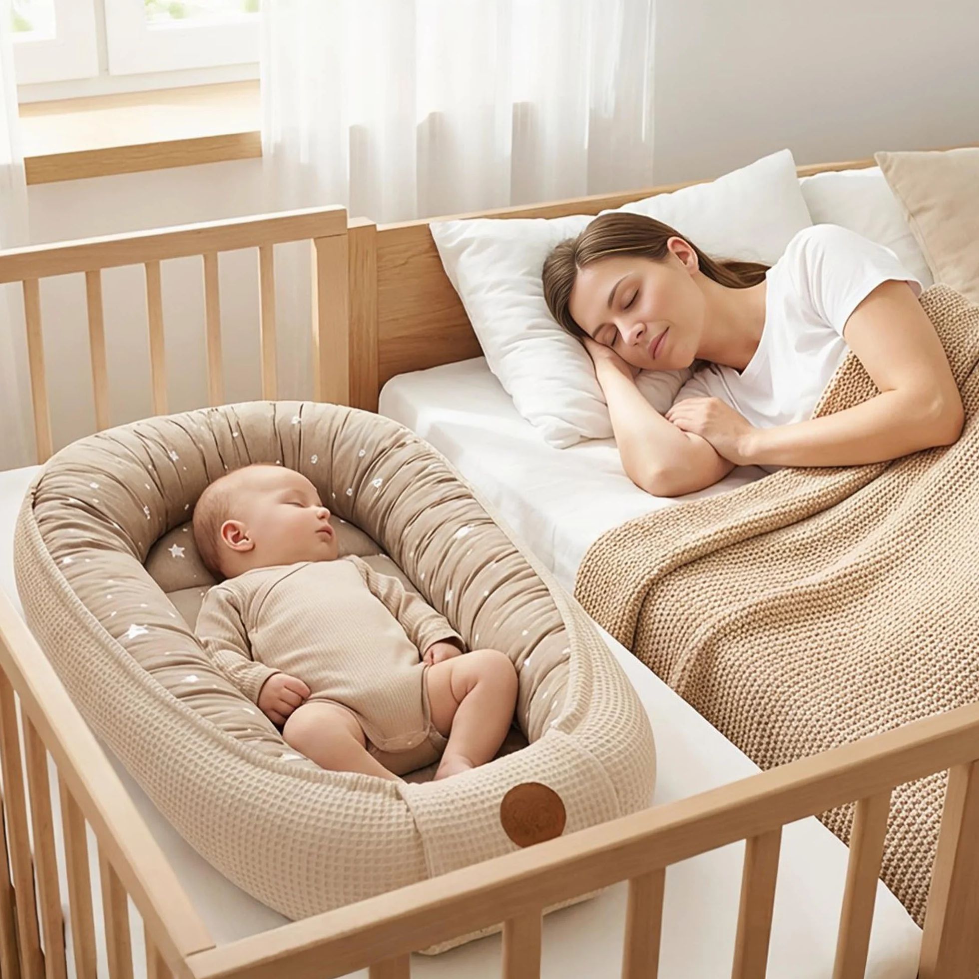 Totsy Baby Réducteur de Lit Bébé 50x90cm Cocon en Gaufre de Coton pour Couffin Nid d'ange Naissance