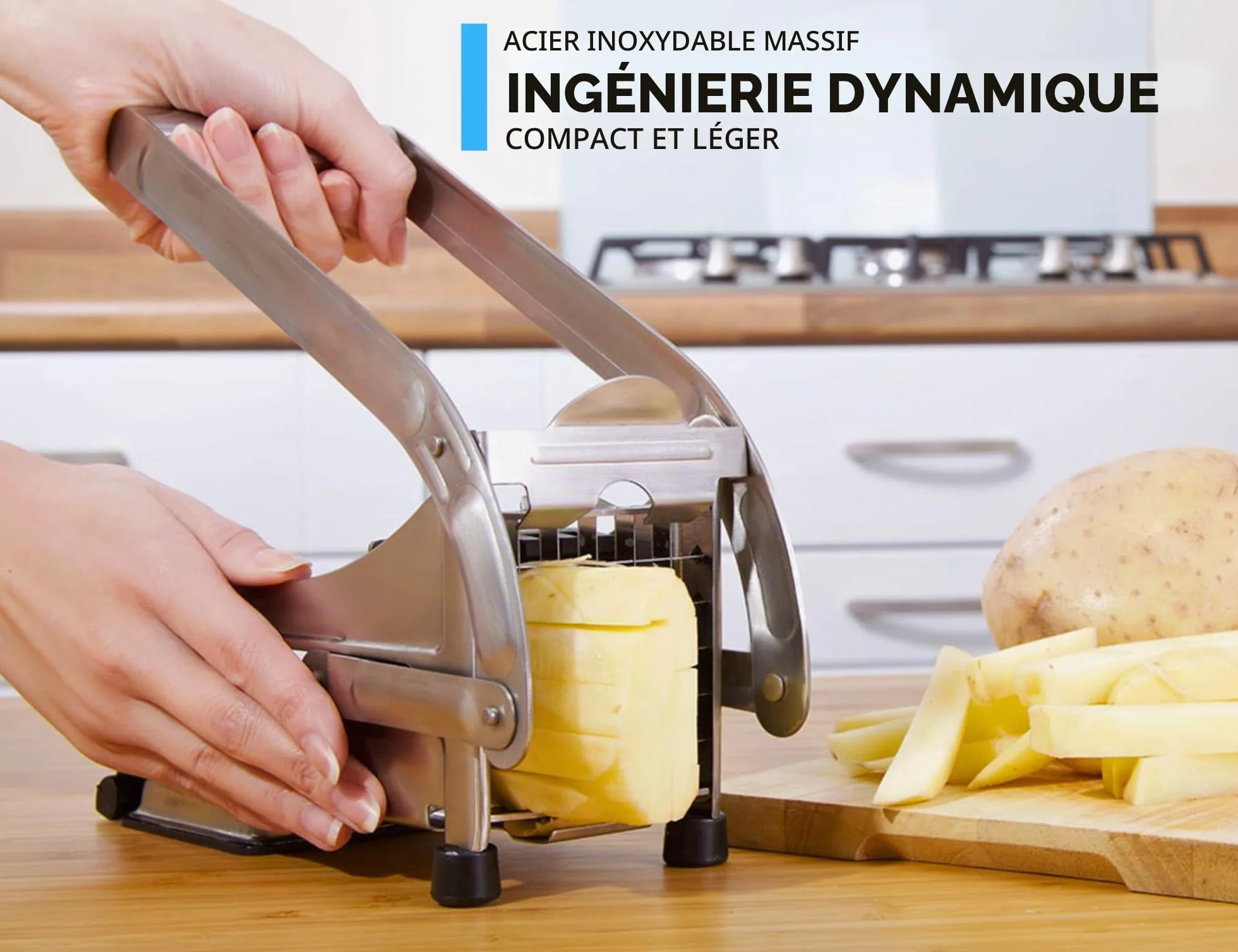 ICO Coupe Frites Manuel Acier Inoxydable Base Aspiration Sécurisée