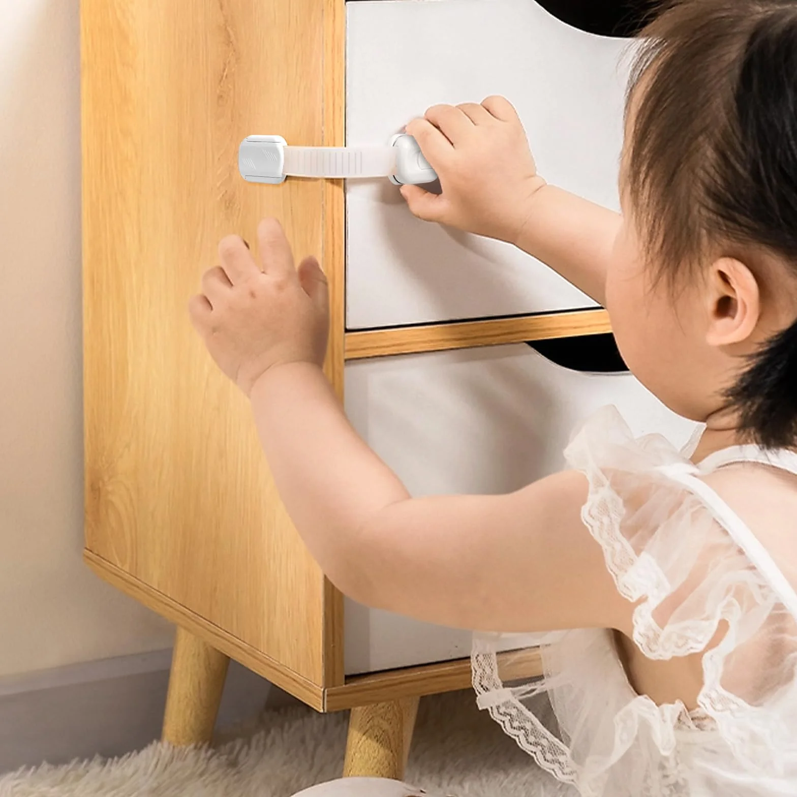 Bloc Porte Securite Bebe 10 Pièces, Bloque Tiroir Placards Loquets et Frigo Securite Placard Enfant Protection Bebe Maison, Adhésif Extra Fort, sans Perçage