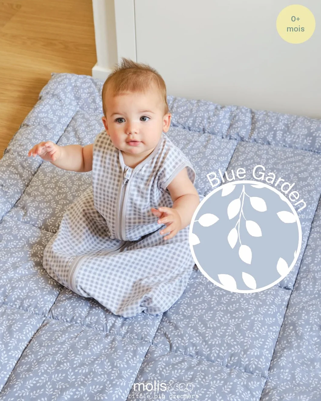 molis&co. Tapis de Jeu pour bébé 120 x 120 cm Pliable Oeko-TEX 100 Bleu