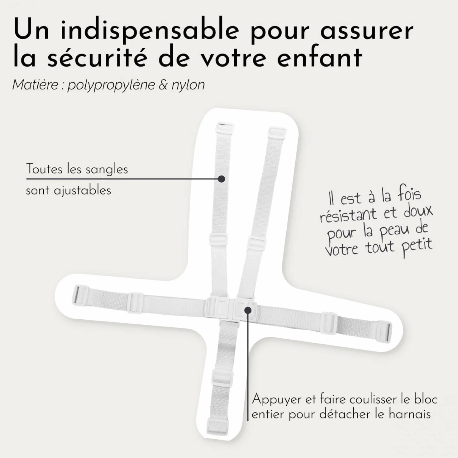 Harnais de sécurité 5 points pour chaise haute enfant Monsieur Bébé Gamme Ptit
