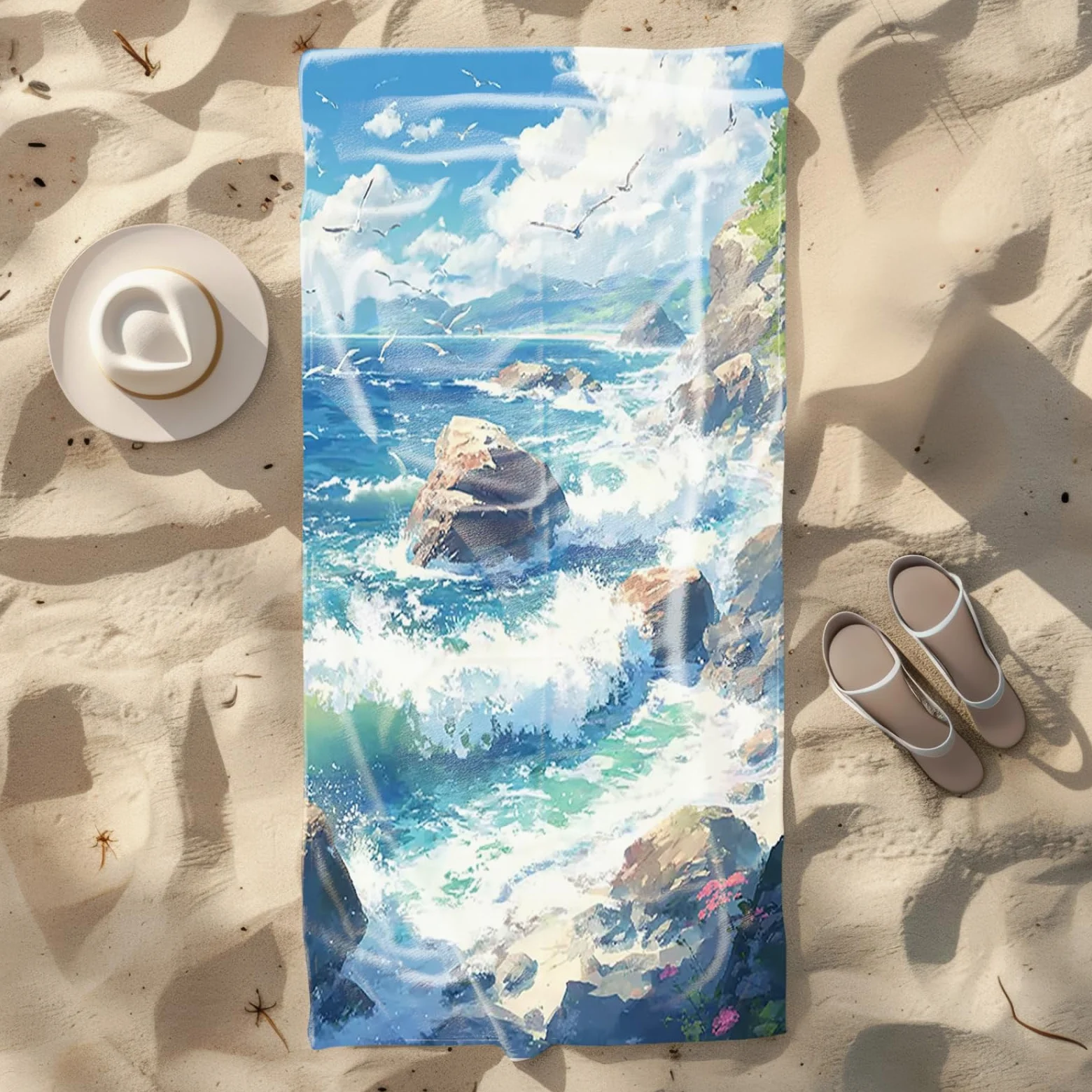 Tapis de Plage XXL Anti Sable Pierres Plage Serviette Piscine Adulte,Natte De Plage Pliable, Voyage Accessoires De Plage Camping,Serviette de Bain Personnalisée