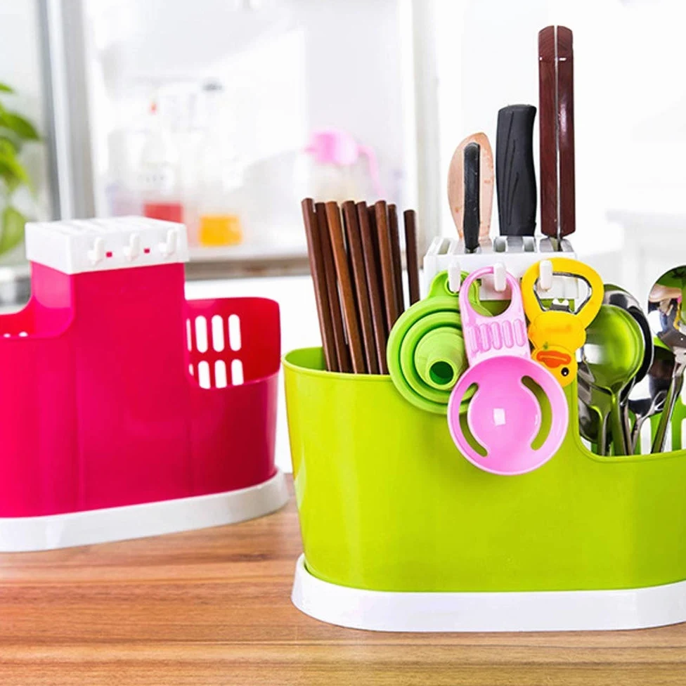 Bloc de rangement pour couteaux de cuisine, support pour couteaux uniquement, boîte multifonction pour ustensiles (cuillères, baguettes, fourchettes), rangement pour couverts, support en plastiqu