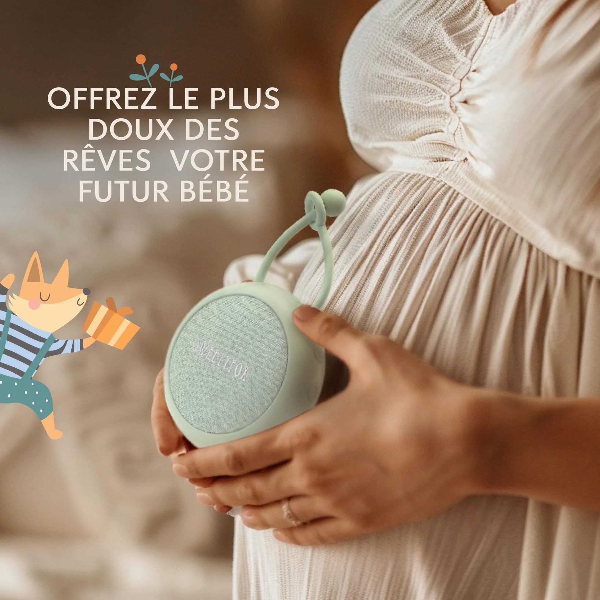 Sweety Fox Bruit Blanc Bebe Veilleuse 15 Sons USB Rechargeable Vert