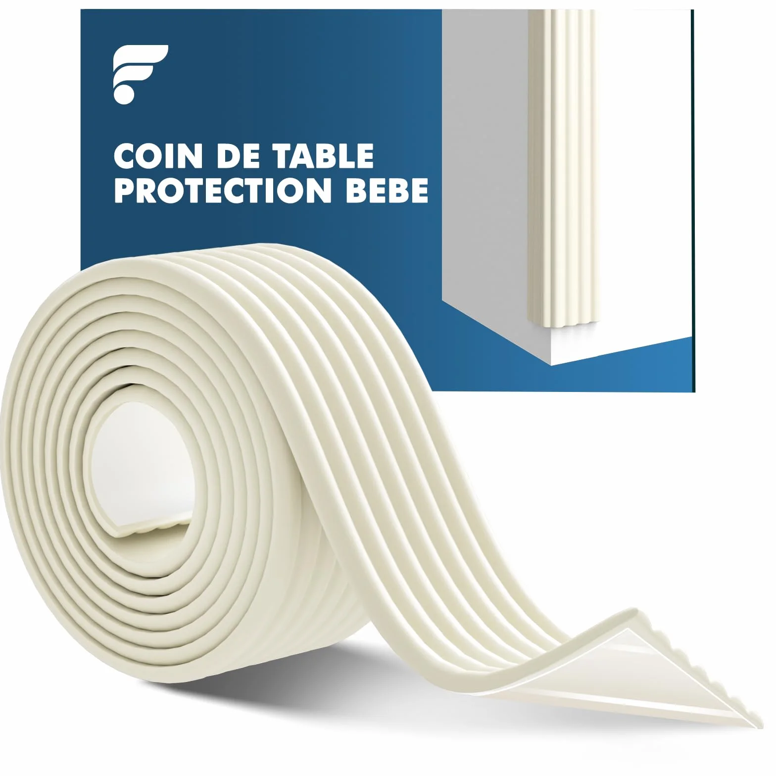 shinfly Protection Coin de Table en Mousse pour bébé, 500cm x 80mm x 8mm Mousse épaisse et Douce Protection des Bords de Meubles, Protection des Bords autocollante pour Bébé/Enfants Kits Blanc Cassé