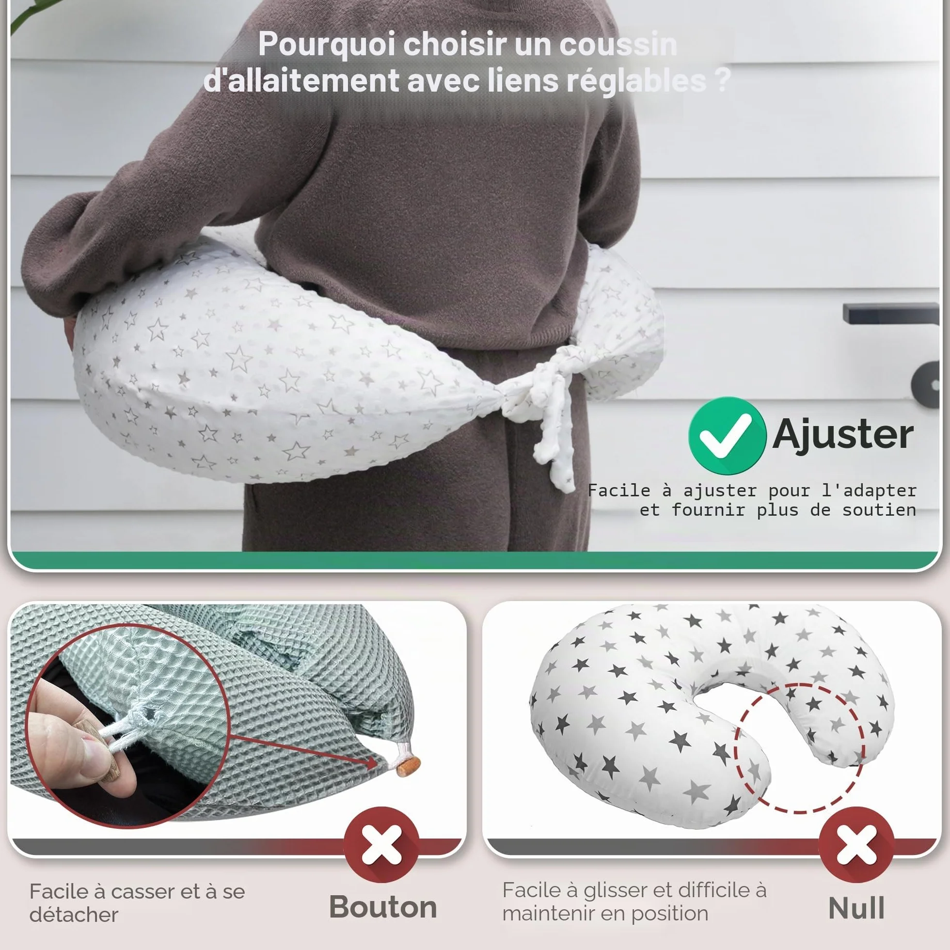 Coussin de Grossesse XXL DancesCat 170cm avec Housse Lavable pour Dormir et Allaiter