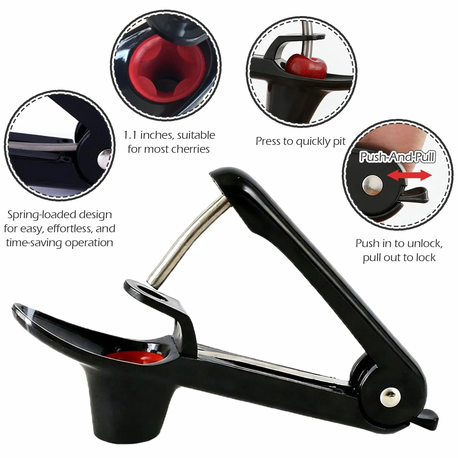 Dénoyauteur de Cerises Manuel Multifonctionnel pour Fruits, Portable Cuisine Noir