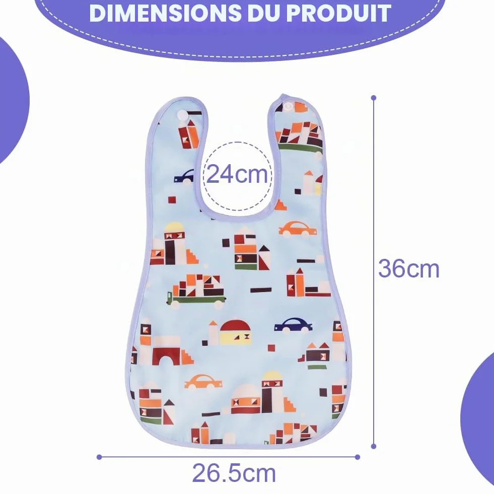 Bavoirs Bébé 7pcs Imperméable Lavable Bandana Grandes Poches Alimentaires