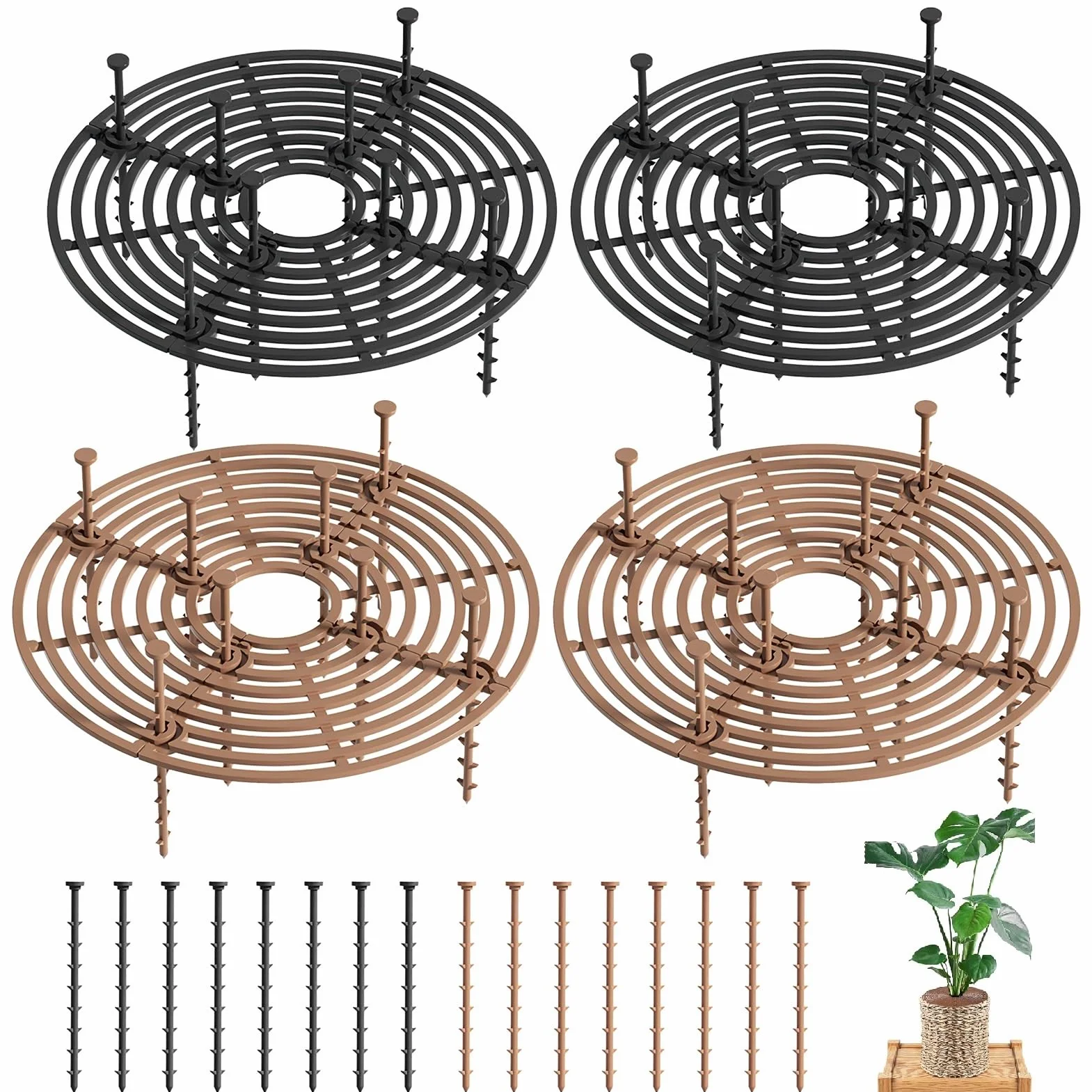 Grille pour Pot de Plantes 30cm Plastique Protecteur Fleur Chat Chien Anti-Fouille 4 Pièces