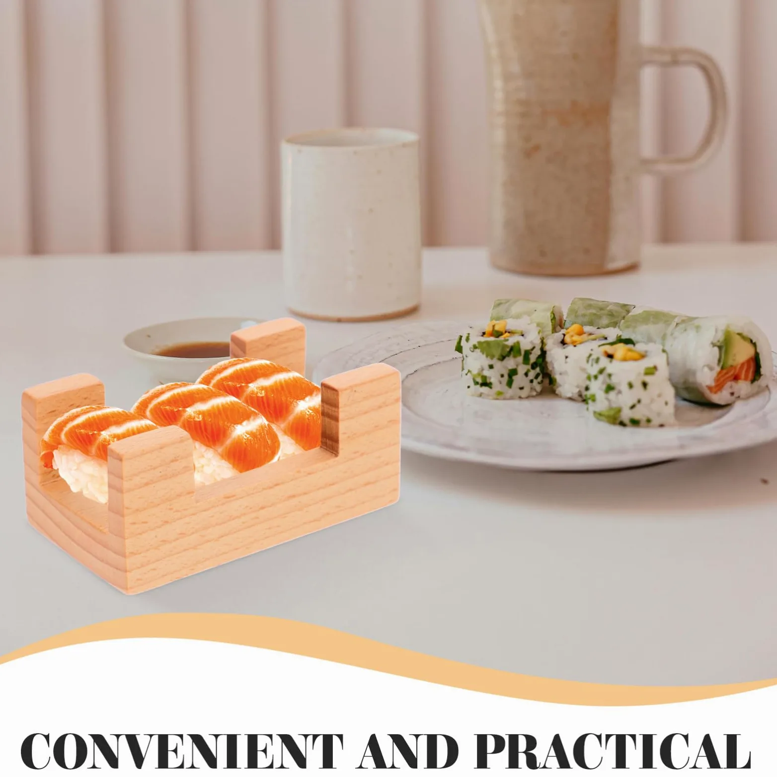 Zerodeko 5 Pièces Support à Sushi Présentoir Réutilisable pour Sushi et Sashimi Design Élégant avec Fentes pour pour Restaurants et Dîners Pratique pour Amis