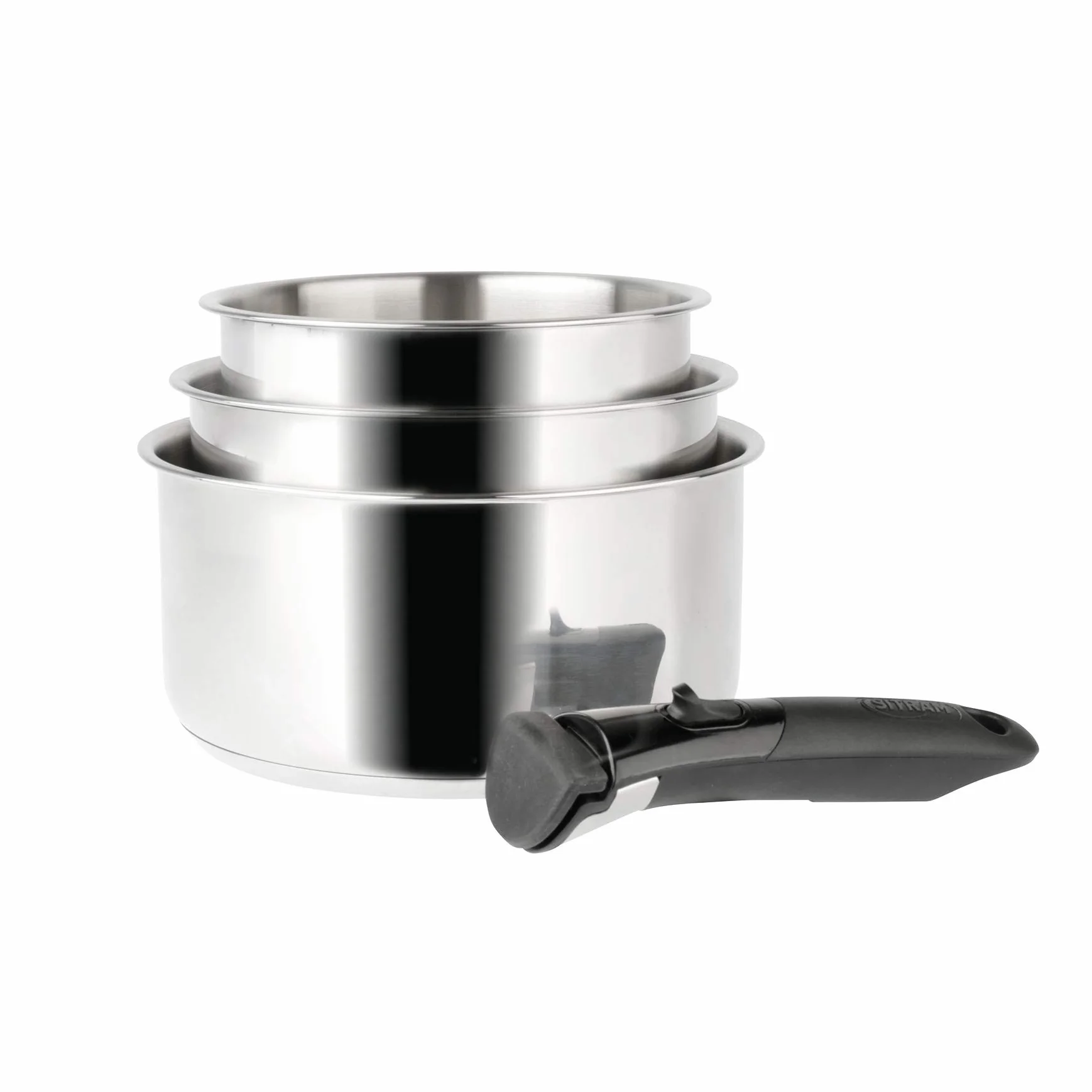Sitram Arpège zestaw 3 garnków 16+18+20cm INOX, uchwyt amovible, indukcja, srebrny