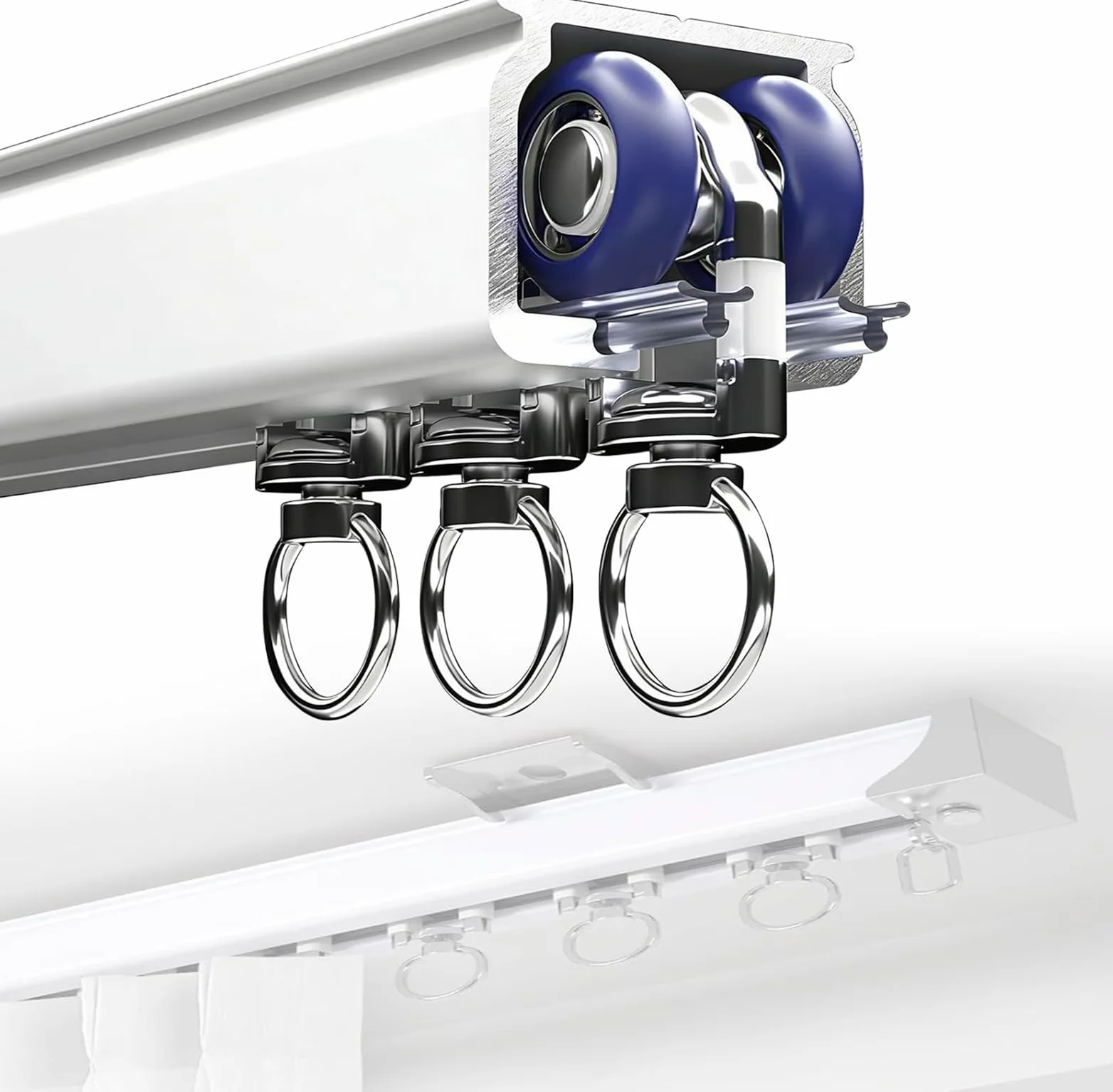 Générique Tringle coulissante alu pour Rideaux épais | Rail de plafond ou mur, longueur extra longue, charge 40kg, glisse silencieuse, usage domestique et commercial