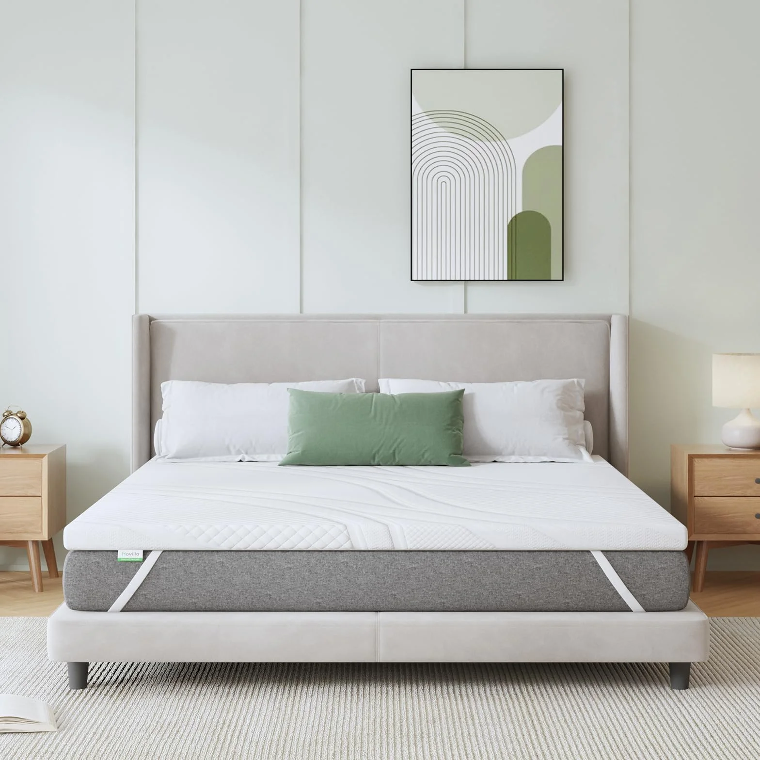 Novilla Surmatelas 140x190 7.5CM Mousse à Mémoire de Forme Gel Antidérapant Lavable
