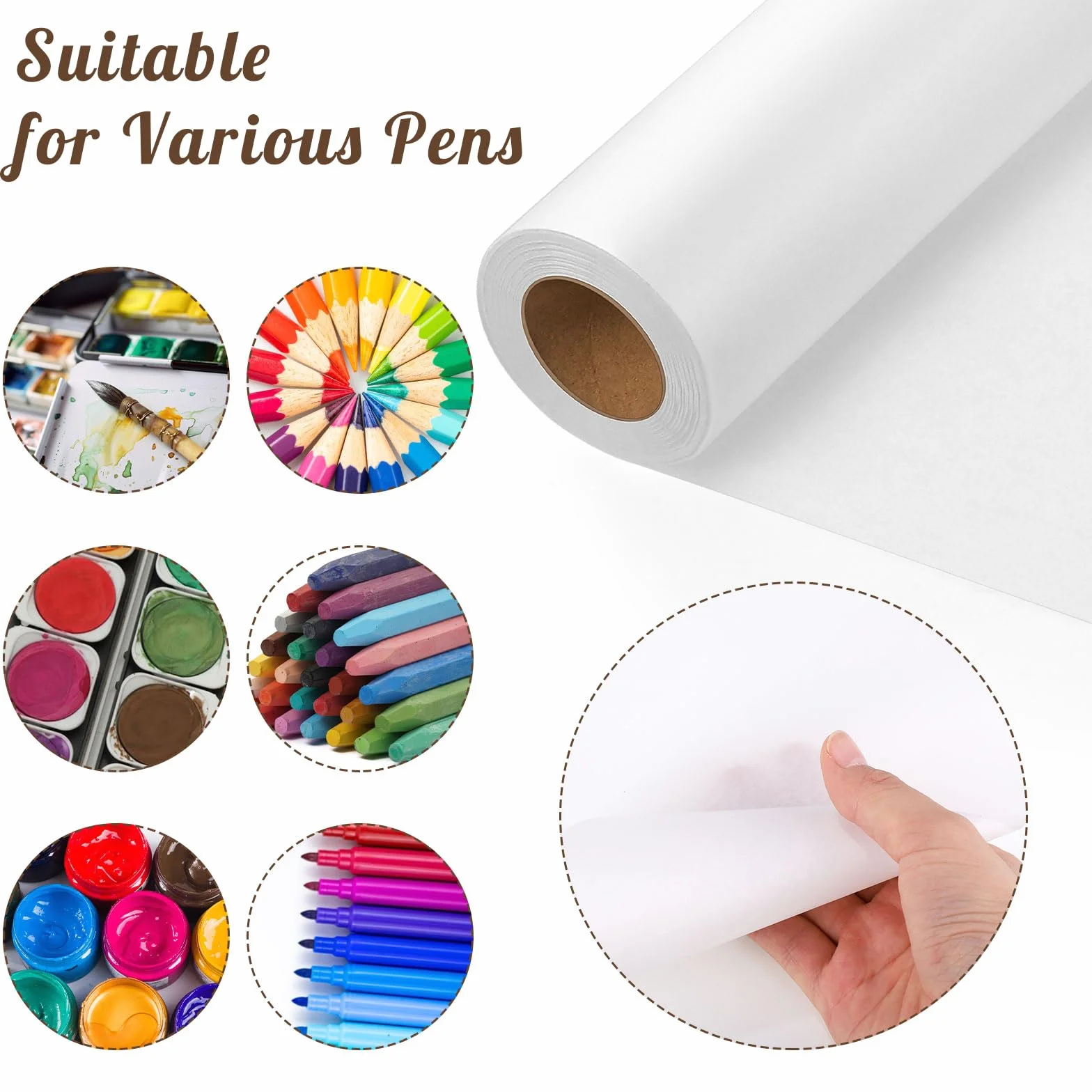 Papier calque blanc translucide 59 cm x 28 m pour dessin et croquis