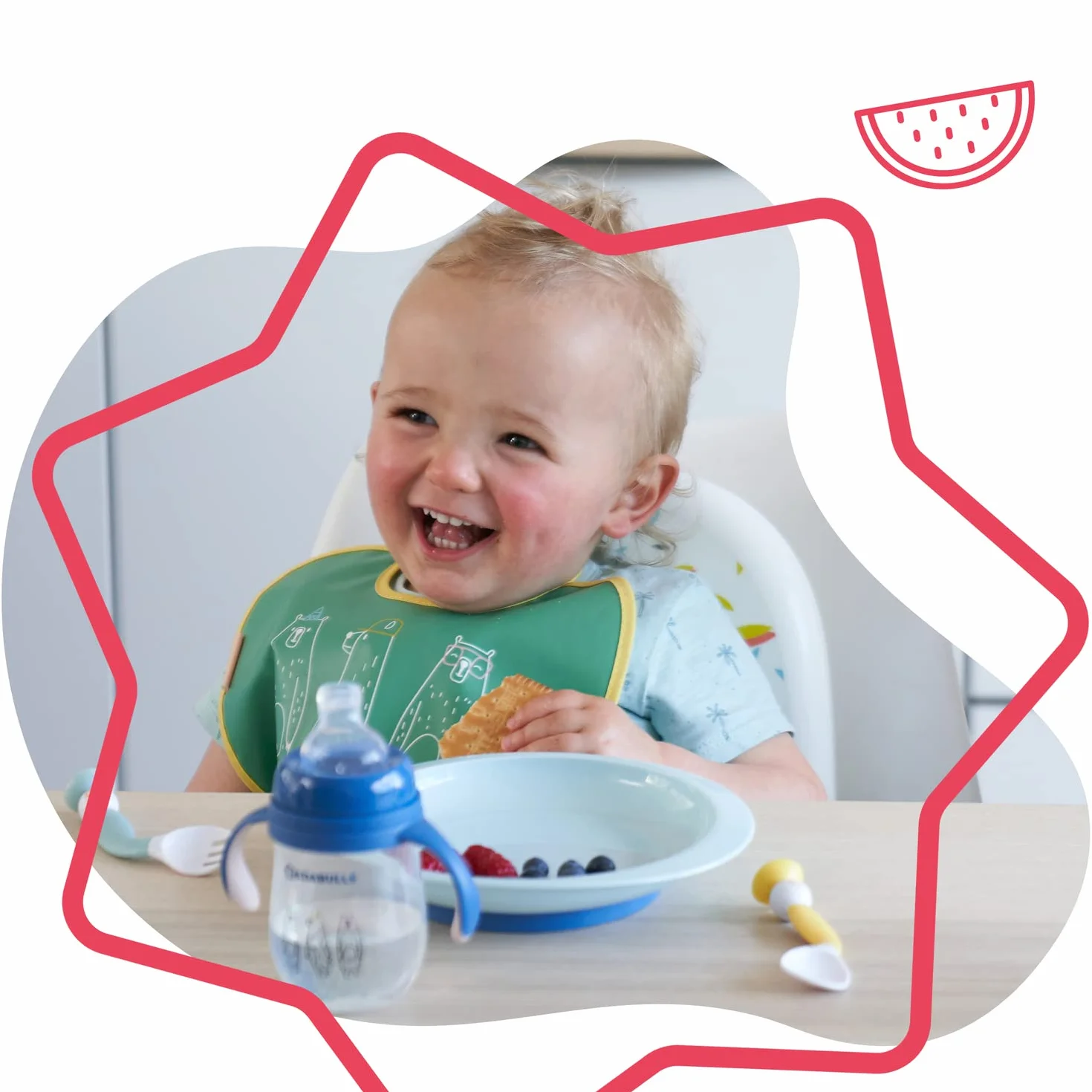 Badabulle Lot de 3 assiettes antidérapantes incassables Multicolore