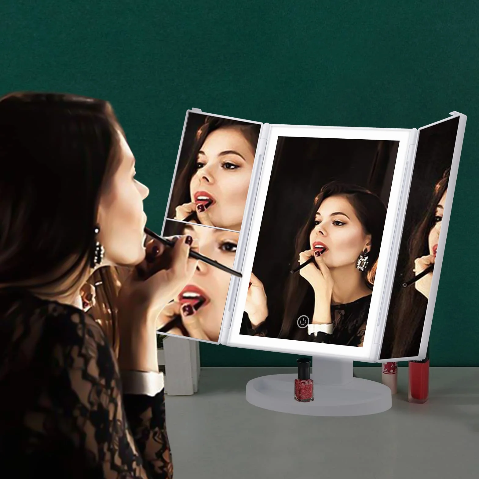GRIFEMA GF1001W Miroir lumineux grossissant pliable 2X/3X rotation 180° batterie USB blanc