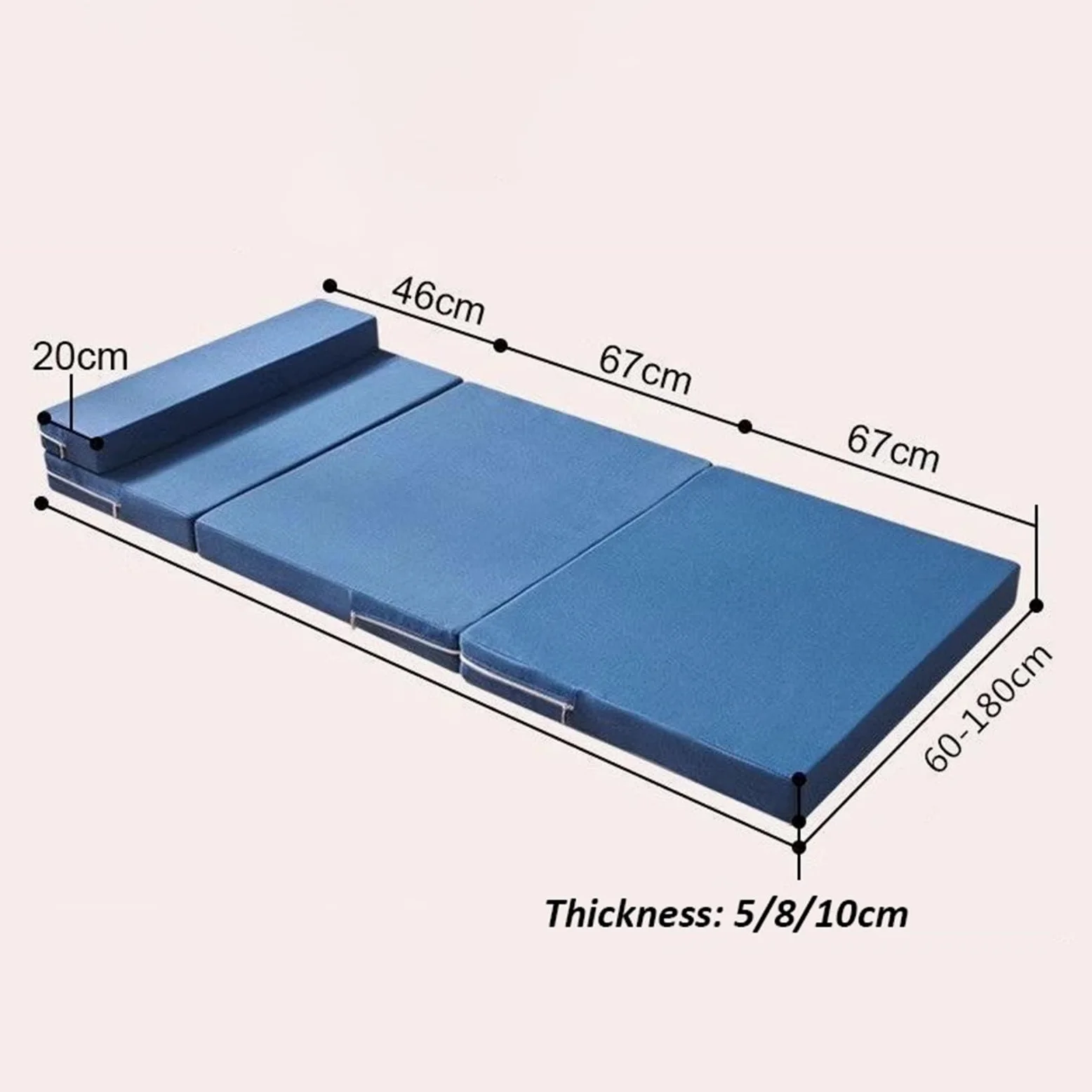 Matelas pliable en mousse à mémoire de forme avec housse lavable pour invités, camping, yoga, voyage en voiture 7,1 cm
