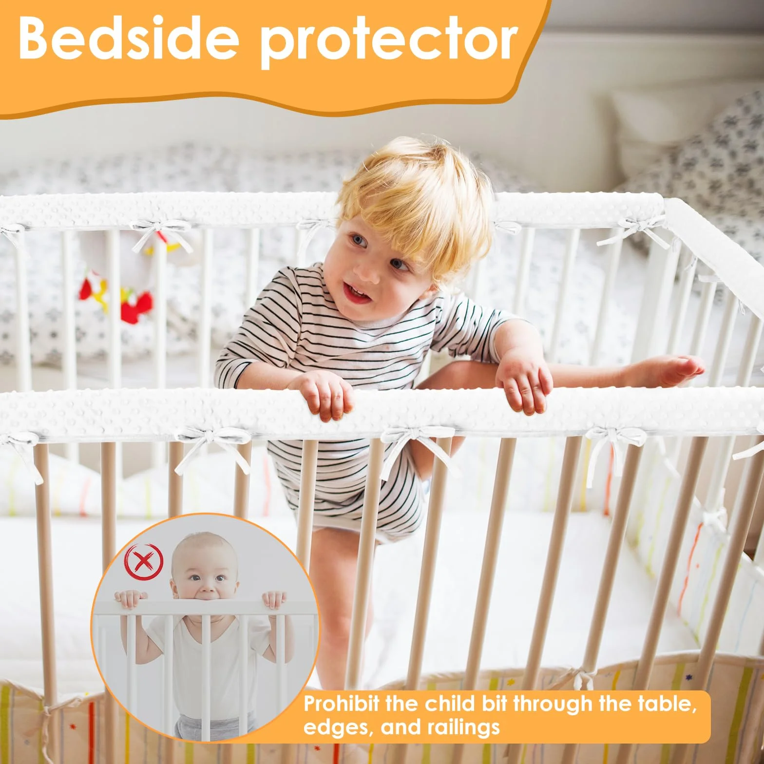 Protection pour Bords de lit Amovible et Lavable, Protection pour Cadre et Bordures de lit de bébé