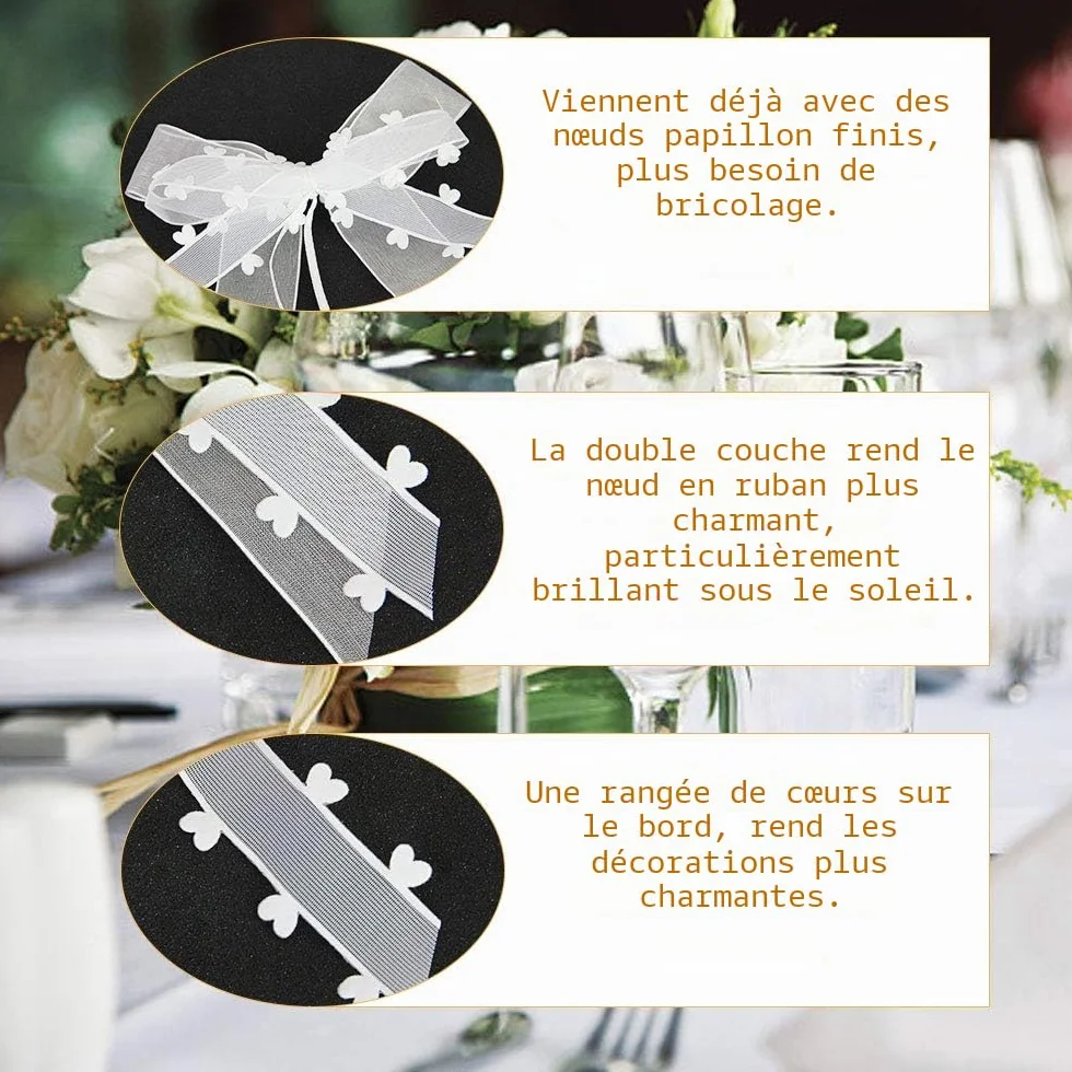 30 Pièces Noeud Voiture Mariage Blanc Décoration de Voiture Satin Ruban Mariage Cadeau