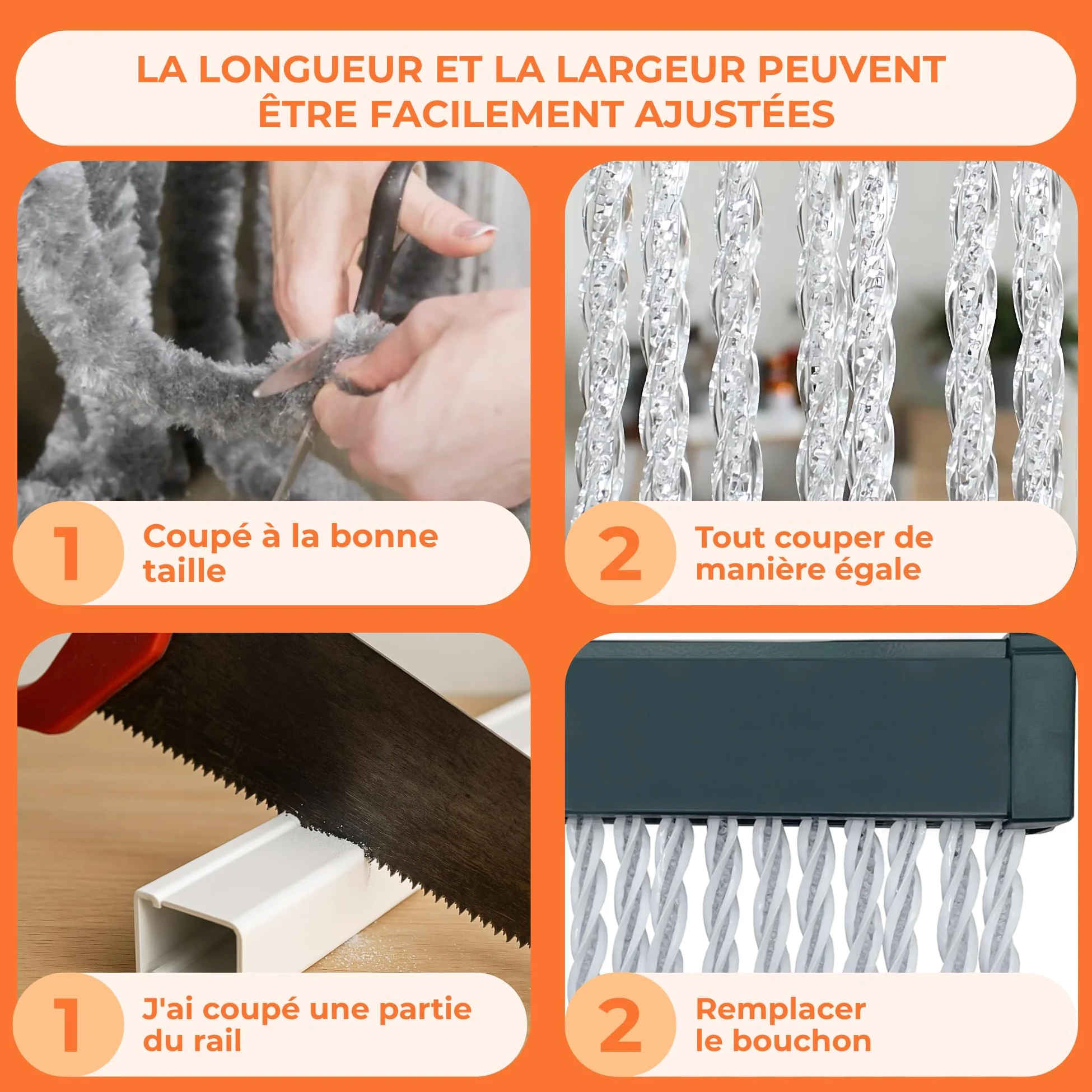 Trente Rideau de Porte Luxe Orchidea Transparent, différentes Tailles, 100 x 220 cm