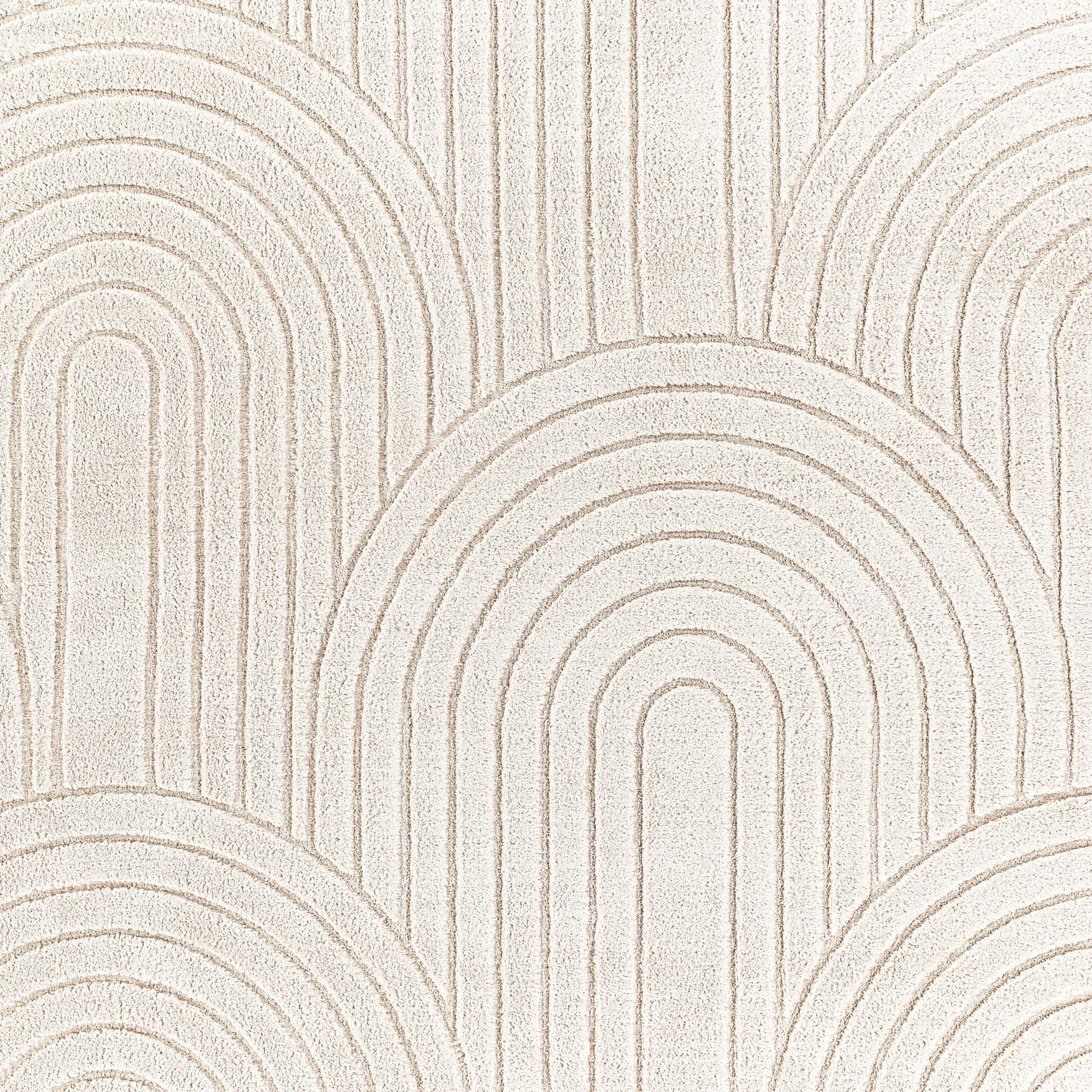 Paco Home Tapis Salon Chambre Poil Long Shaggy Motif Scandinave Boho Arc-en-Ciel Lavable Beige Crème 120x160 cm