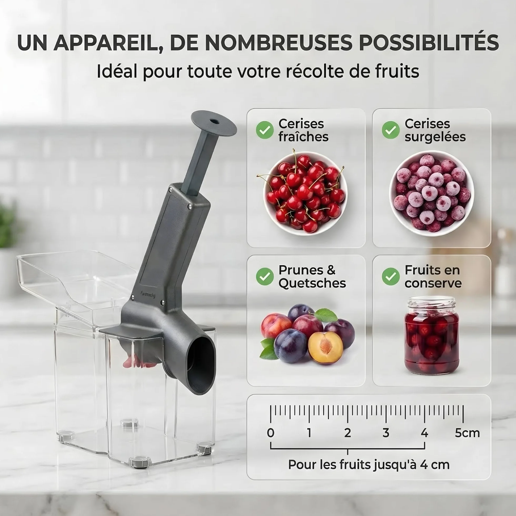 Thiru Premium Dénoyauteur de cerises grande capacité anti-éclaboussures Made in Germany
