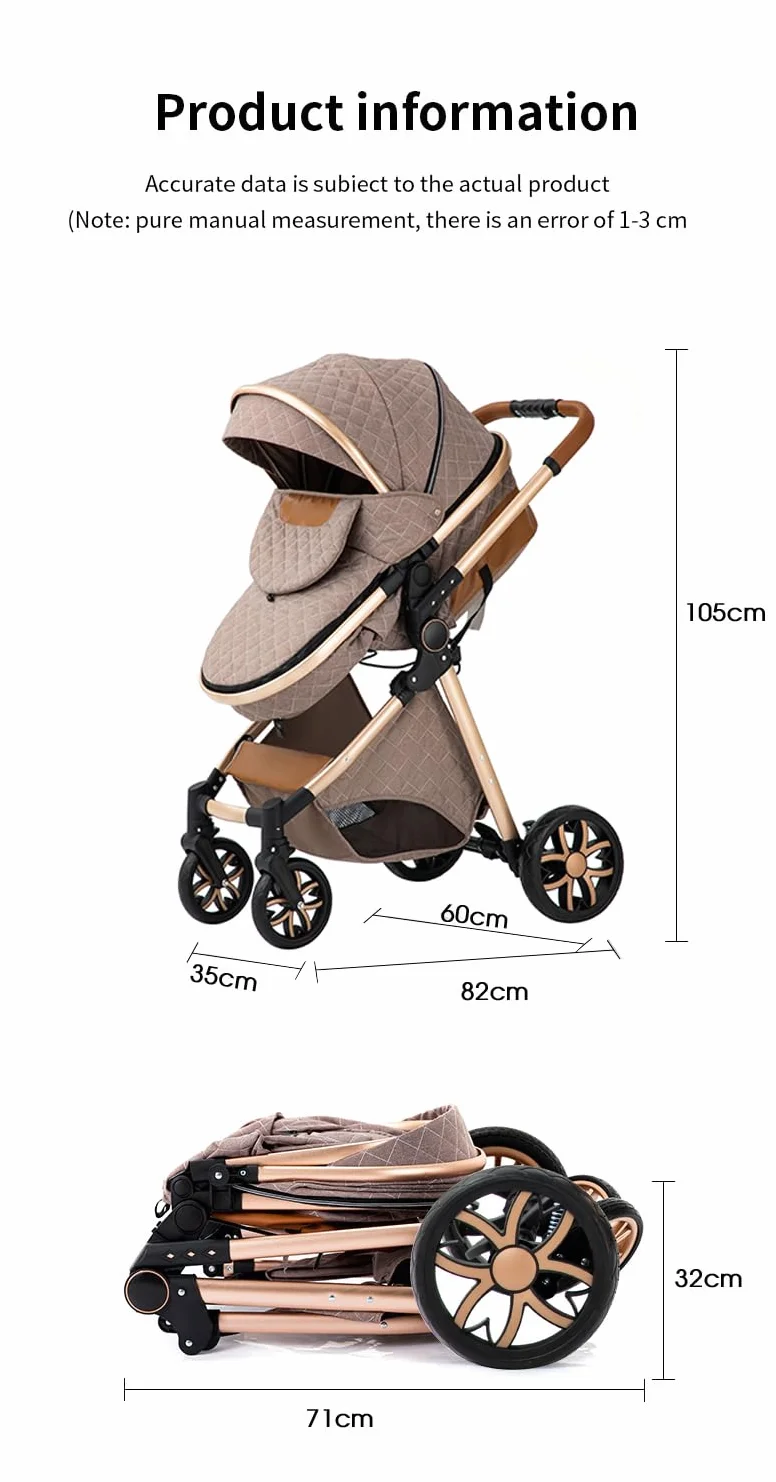 YAZOCO Poussette 3 en 1 Pliable Bebe Confort Moustiquaire Couvre-Pieds Porte-Gobelet Coussin