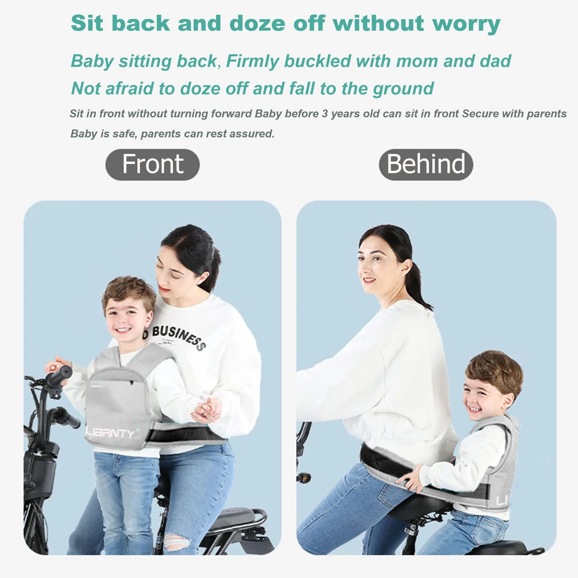 Ceinture de Sécurité Moto Enfant Réglable Harnais Réfléchissant Pliable 3-10 Ans Vert