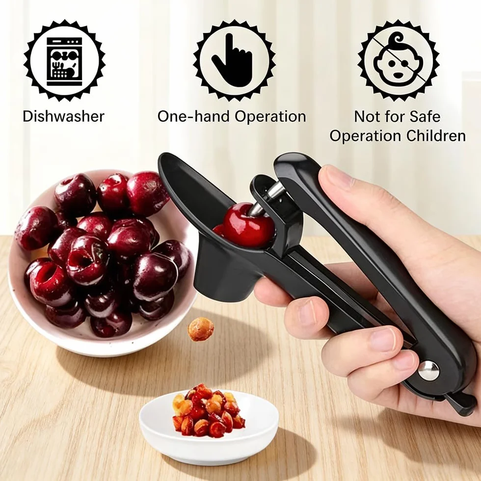 Dénoyauteur de cerises professionnel manuel pour cerises olives fraîches une main noir