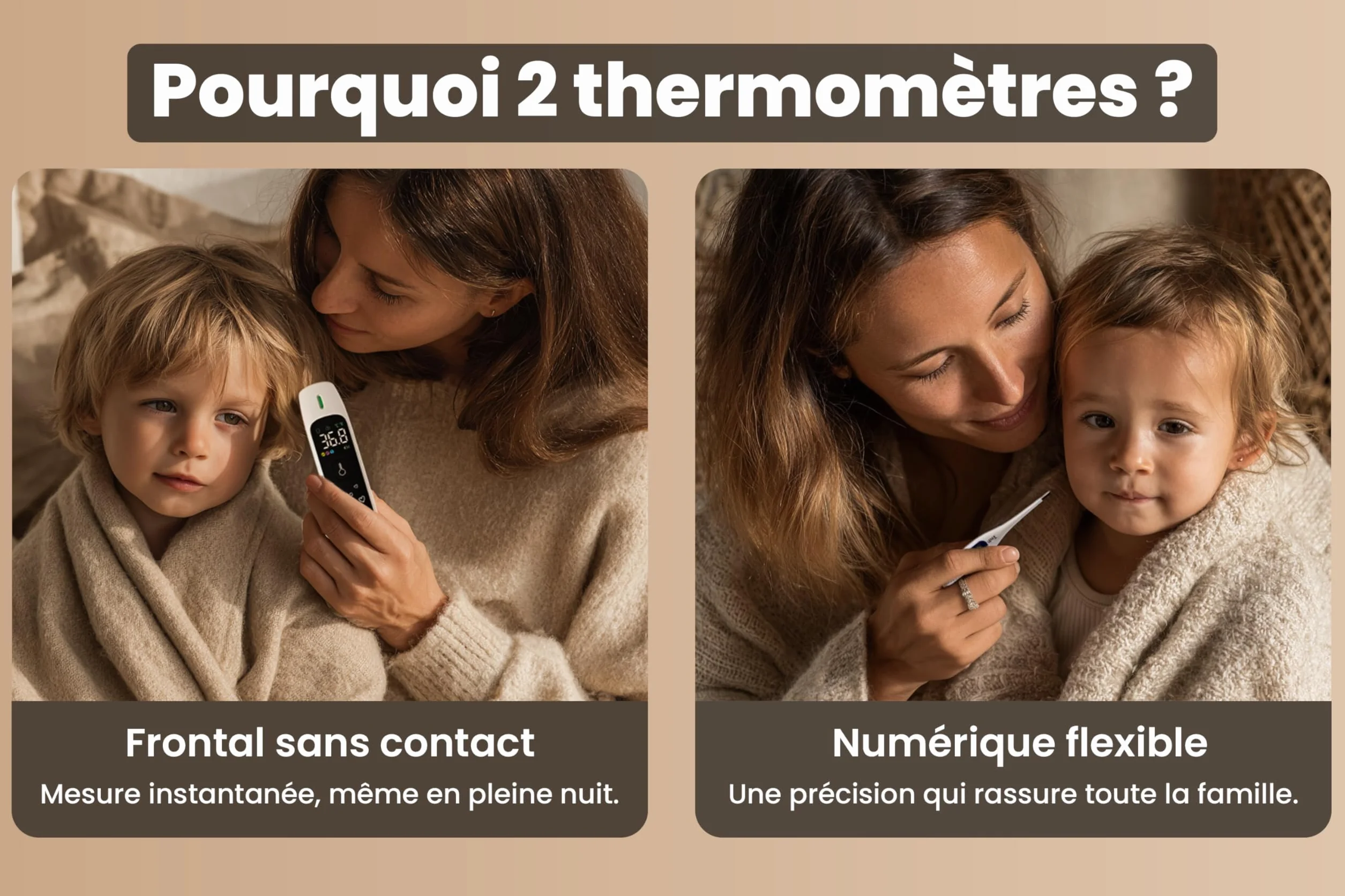 Thermomètre Frontal Bébé Sans Contact & Numérique Oral Rectal – Marque Française – CE Médical