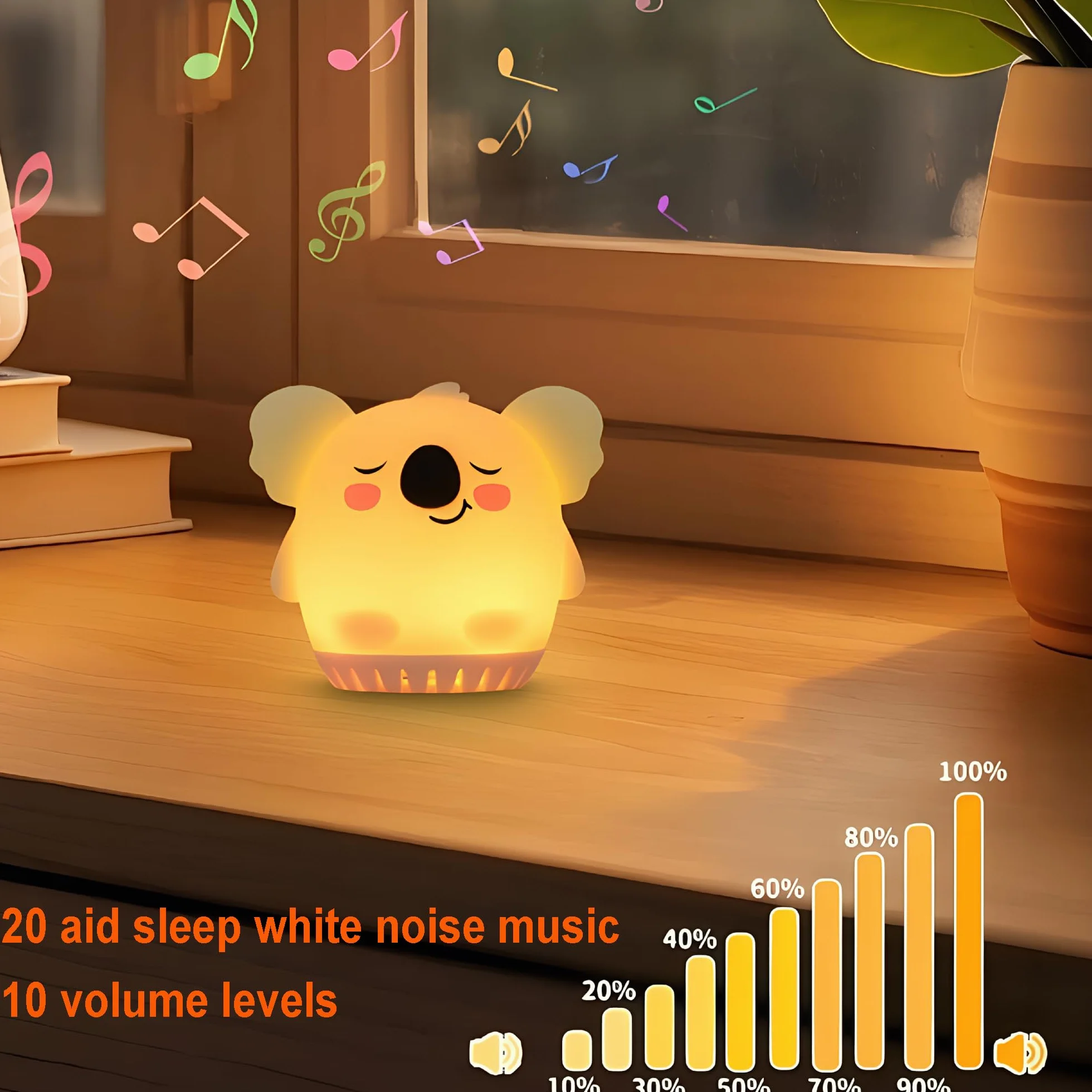 Veilleuse enfant LED silicone koala bruit blanc rechargeable tactile portable
