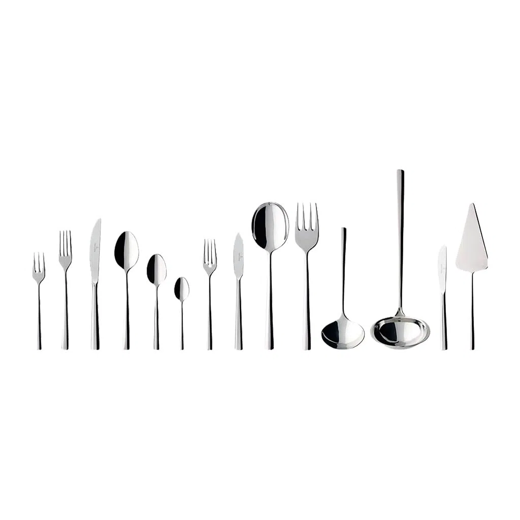 Villeroy & Boch - Piemont Ménagère Couverts 113 Pièces pour 12 Personnes Argent, Garanti Lave-Vaisselle, Couverts INOX, Ensemble Couvert Platine, Set de Couverts de Table, Acier Inoxydable