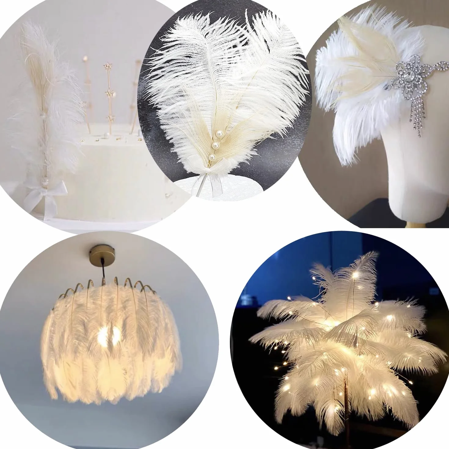 Duories Lot 10 Plumes d'autruche Naturelles 35-40 cm pour Loisirs créatifs Décoration Maison Rouge