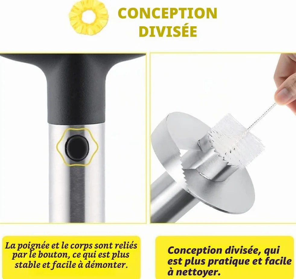 Coupe Ananas Acier Inoxydable Éplucheur d'Ananas Outil Cuisine Lame Fruits