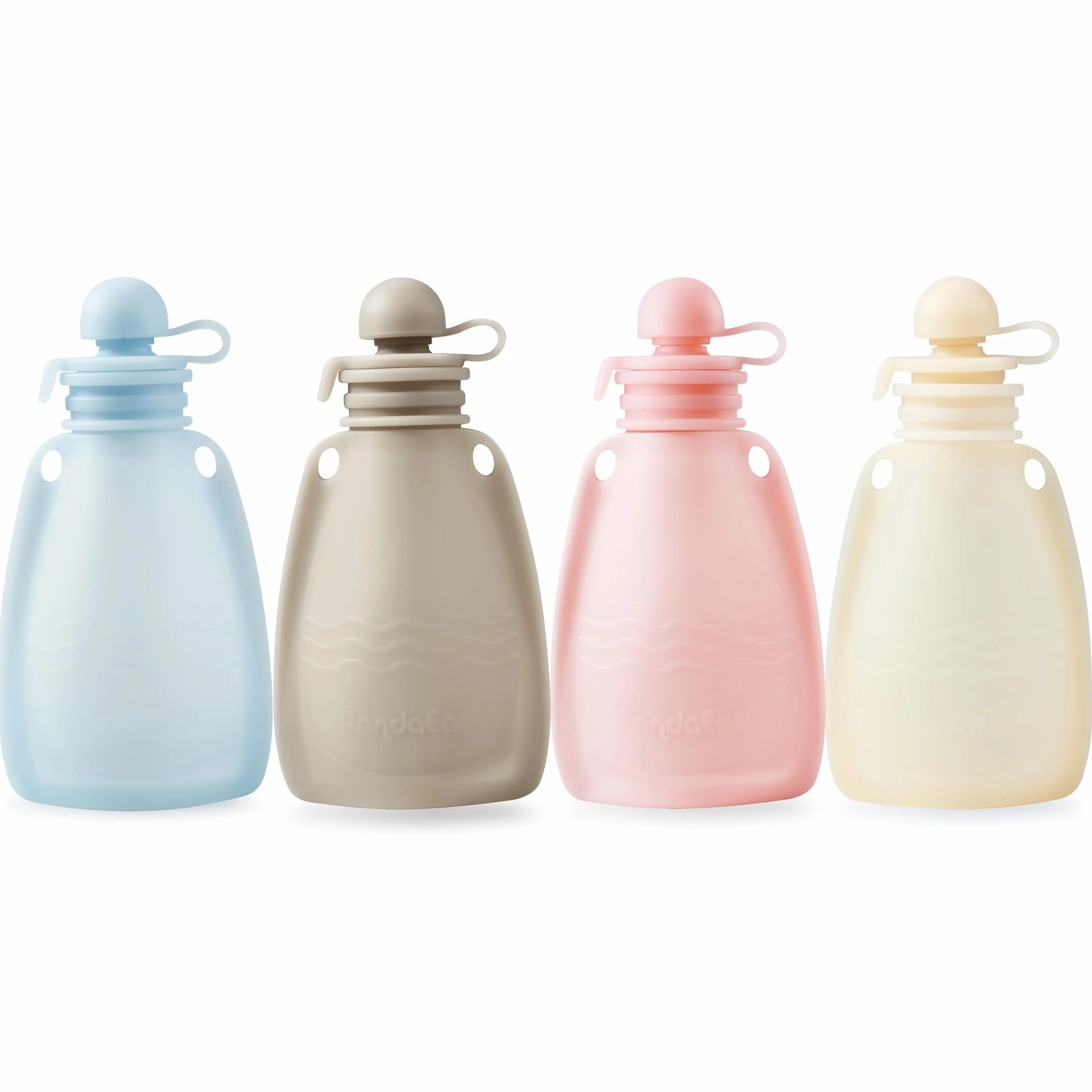 PandaEar Lot de 4 pochettes réutilisables en silicone pour aliments bébé 160 ml