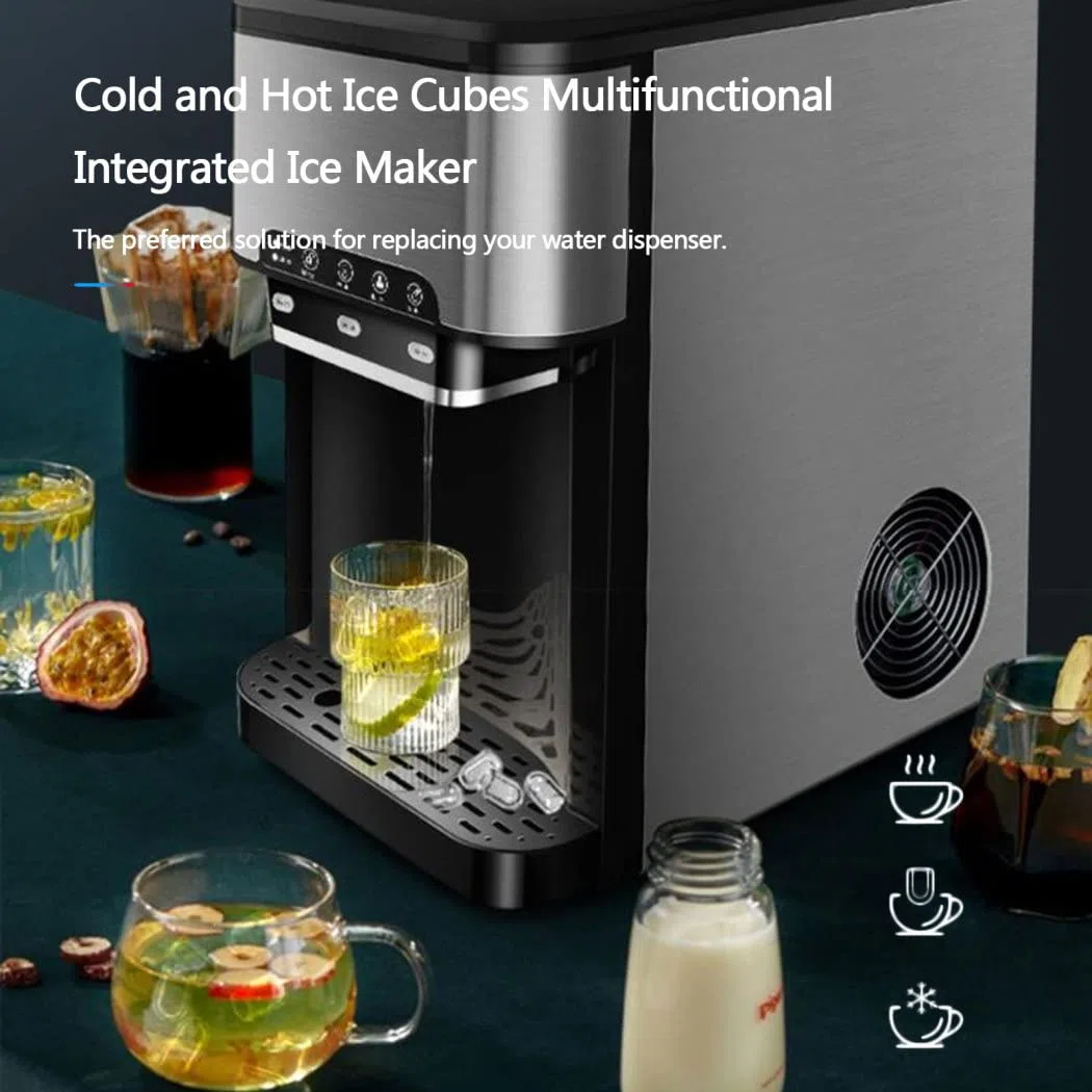 Machine à Glaçons Acier Inoxydable, Ice Maker, 25kg par Jour, Réservoir de 1.8l, 7-11 Glaçons par 12 Min, Automatique électrique Compact Portable Machine à Glace, avec Cuillère à Glace