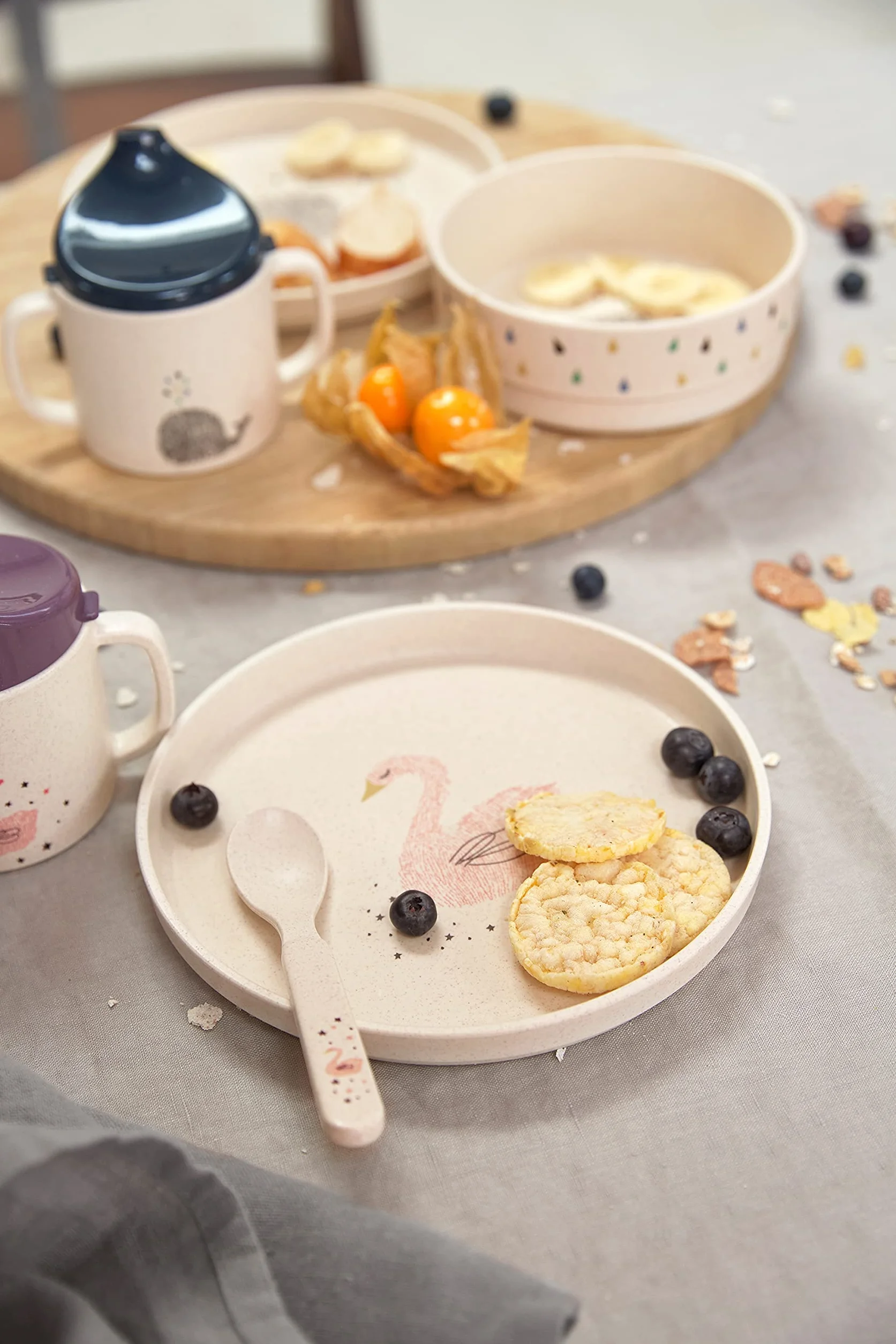 LÄSSIG Polypropylène PP Tasse à boire enfants anse couvercle amovible 150 ml Sippy Cup Little Water Whale