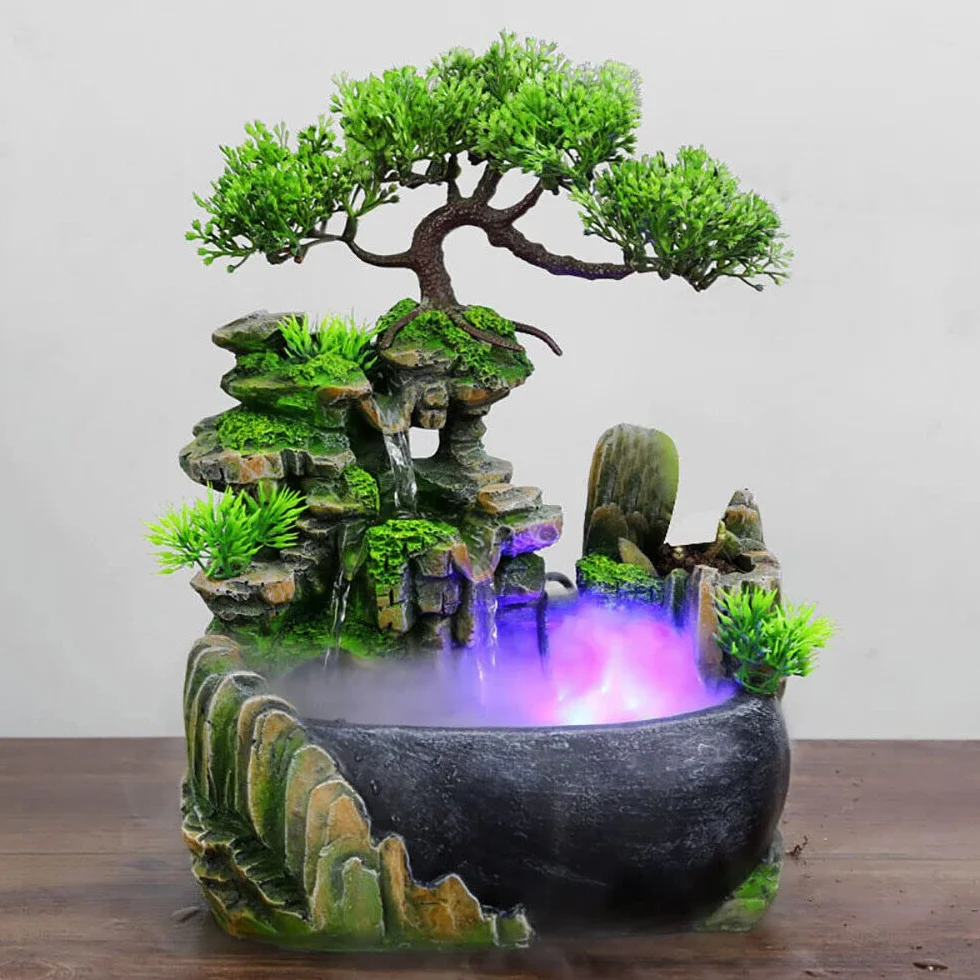 Fontaine de Table Intérieure avec Atomisation LED Couleur Changeante pour Maison Bureau