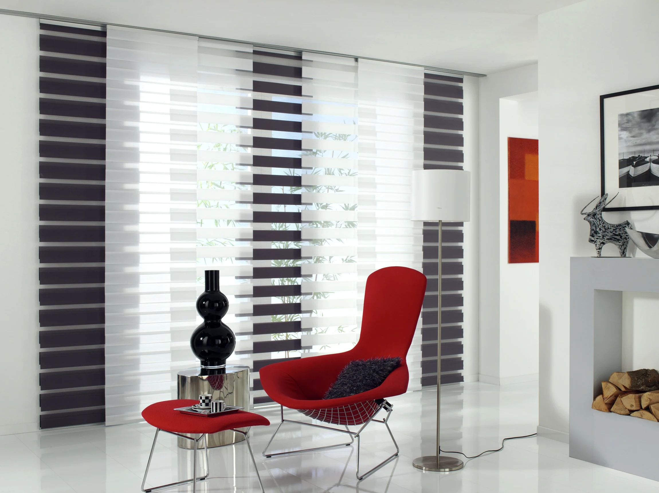 Gardinia Panneau Japonais (1 Pièce), Rideau Coulissant, Store Enrouleur Double, Rideau Day + Night, Technologie Innovante + Brevetée, Gris, 60 x 245 cm (LxH)