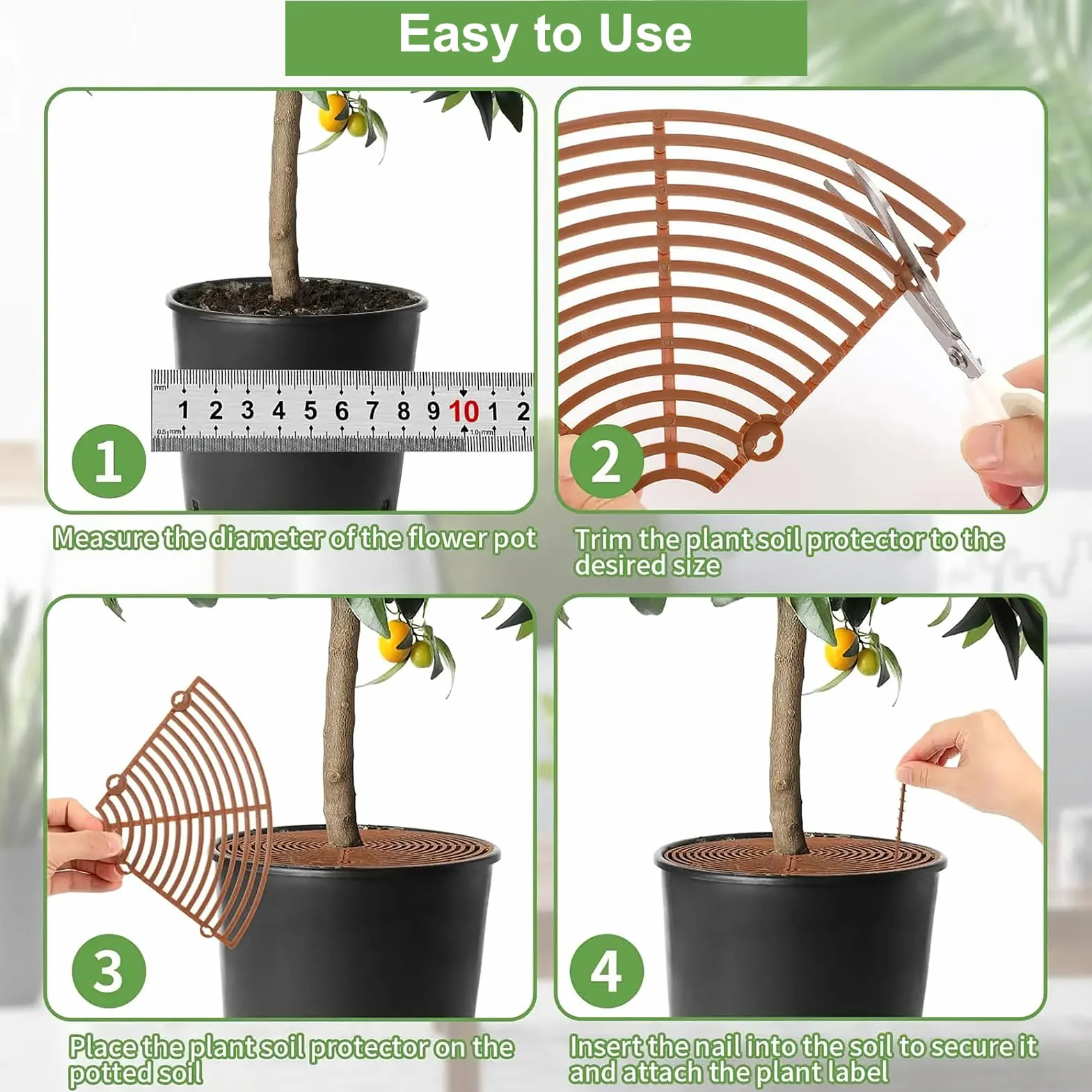 Grille pour Pot de Plantes 30cm Plastique Protecteur Fleur Chat Chien Anti-Fouille 4 Pièces