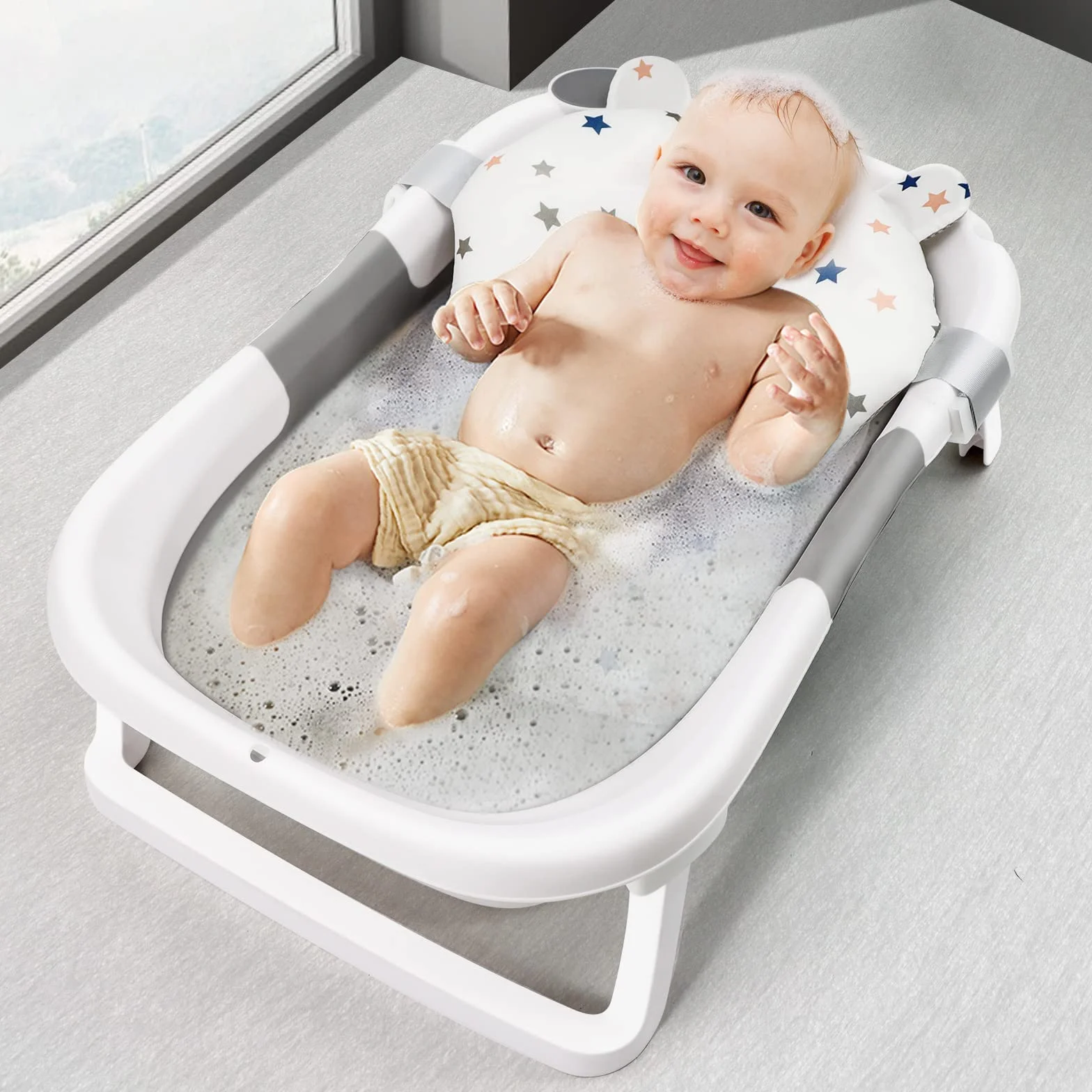 Glenmore Coussin de Bain Bébé Transat pour Baignoire Matelas Réducteur Hamac 0-12 Mois Siège Réglable