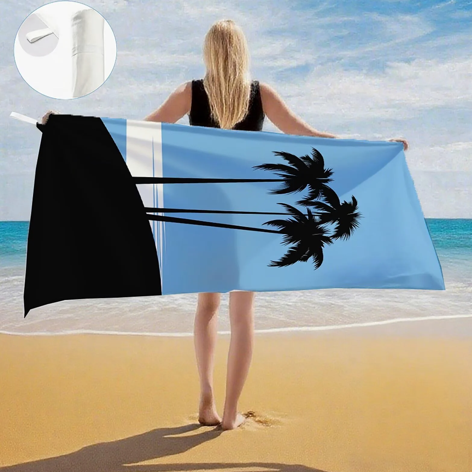 Serviette de Plage XXL 90x200,Bleu Serviette Plage Microfibre avec Séchage Rapide, Anti-Sable, Absorbante Fonction Design pour Vacances Piscine Pique-Nique Voyages Yoga, Cadeau Femme 2 Pack Q-622