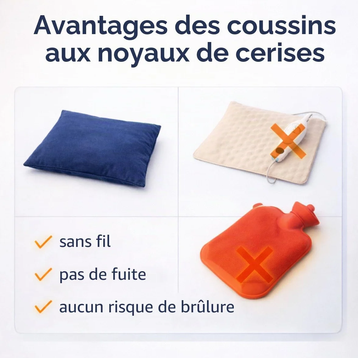 Bouillotte Coussin garni de noyaux de cerises 25 x 30 cm XXL Oeko-Tex 100 Fabriqué en Allemagne