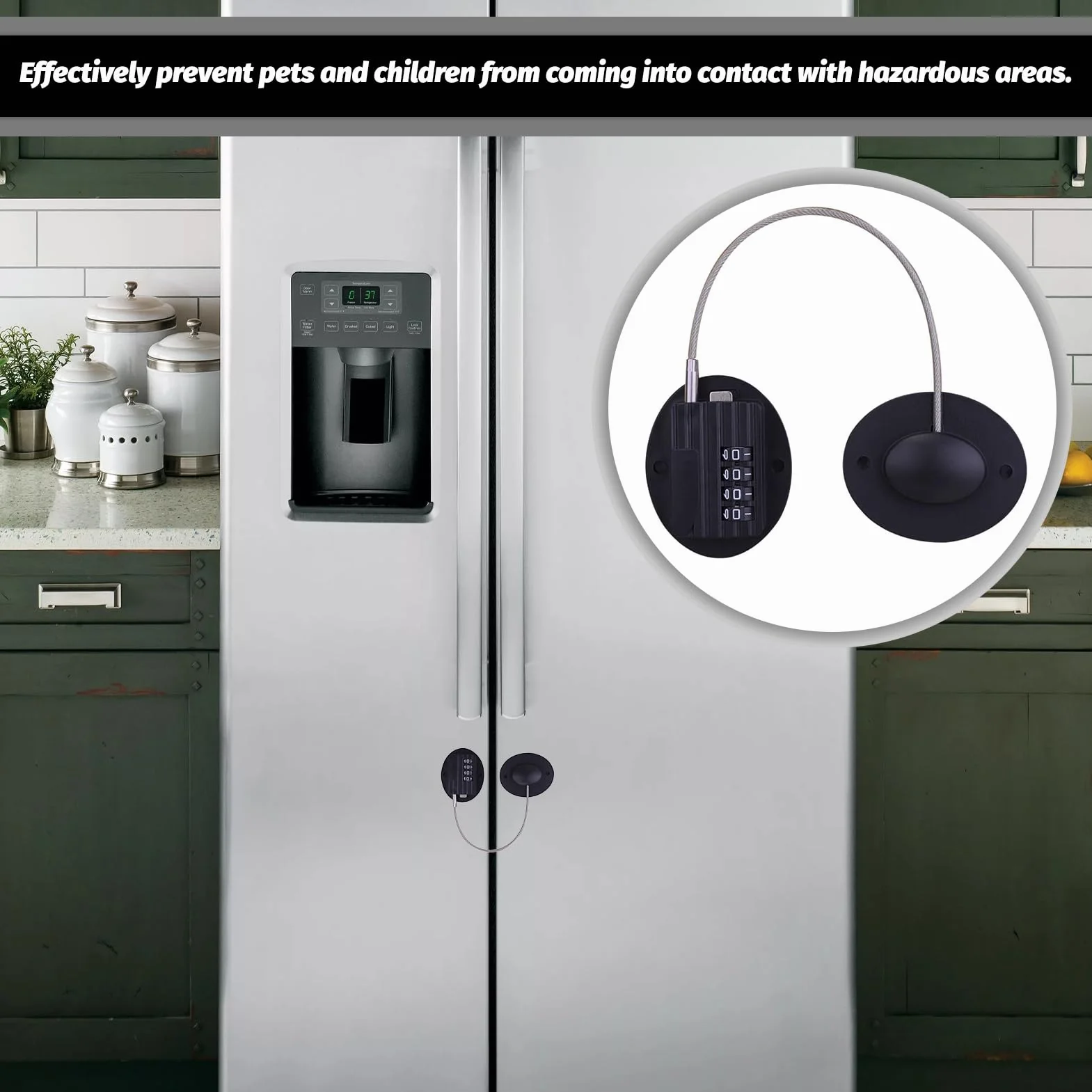 Serrure de Porte de Réfrigérateur pour Sécurité Enfant avec Code à 4 Chiffres, Cadenas Frigo Noir